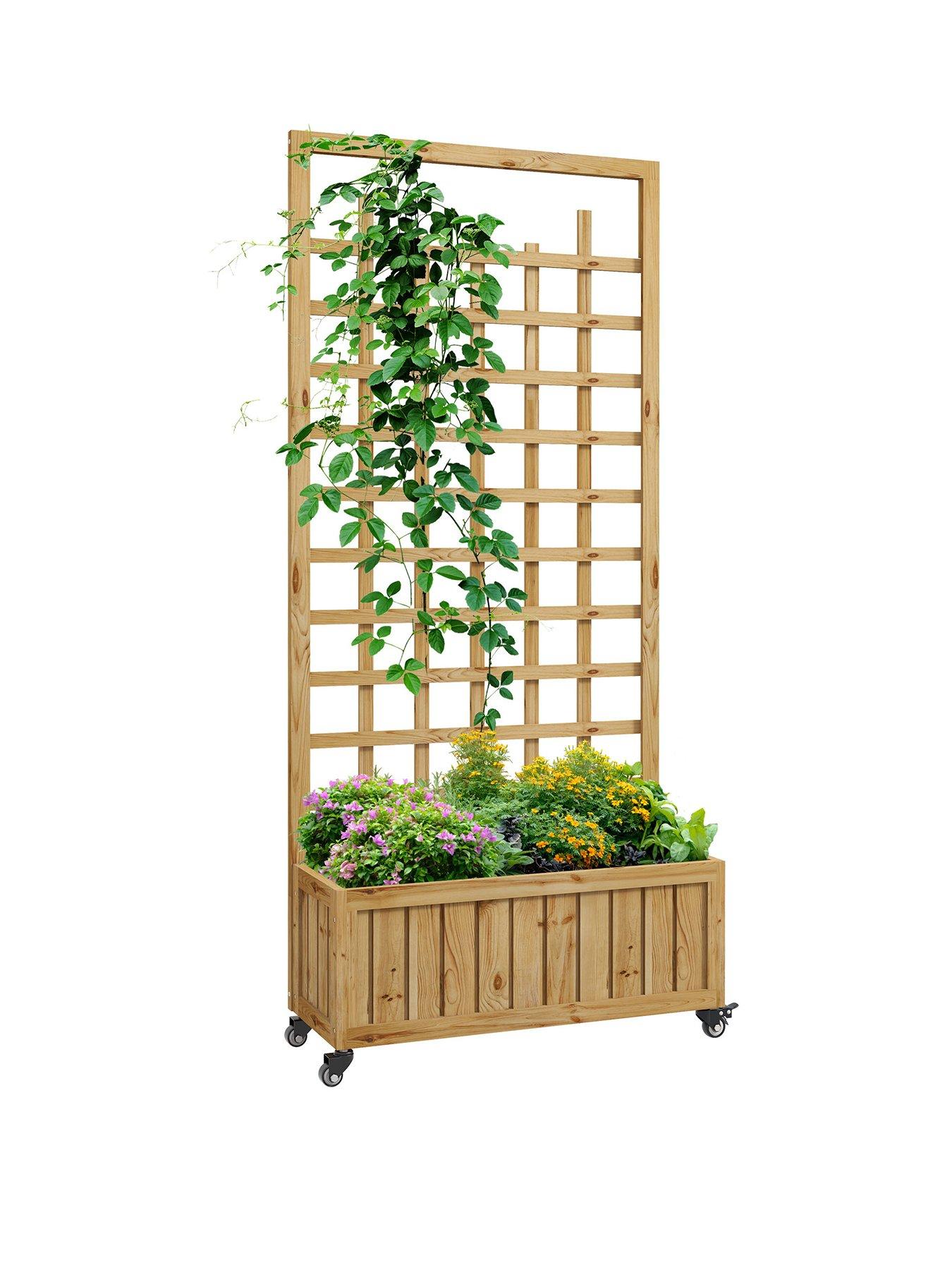 outsunny-wooden-trellis-planter-raised-garden-bed-with-wheelsstillFront