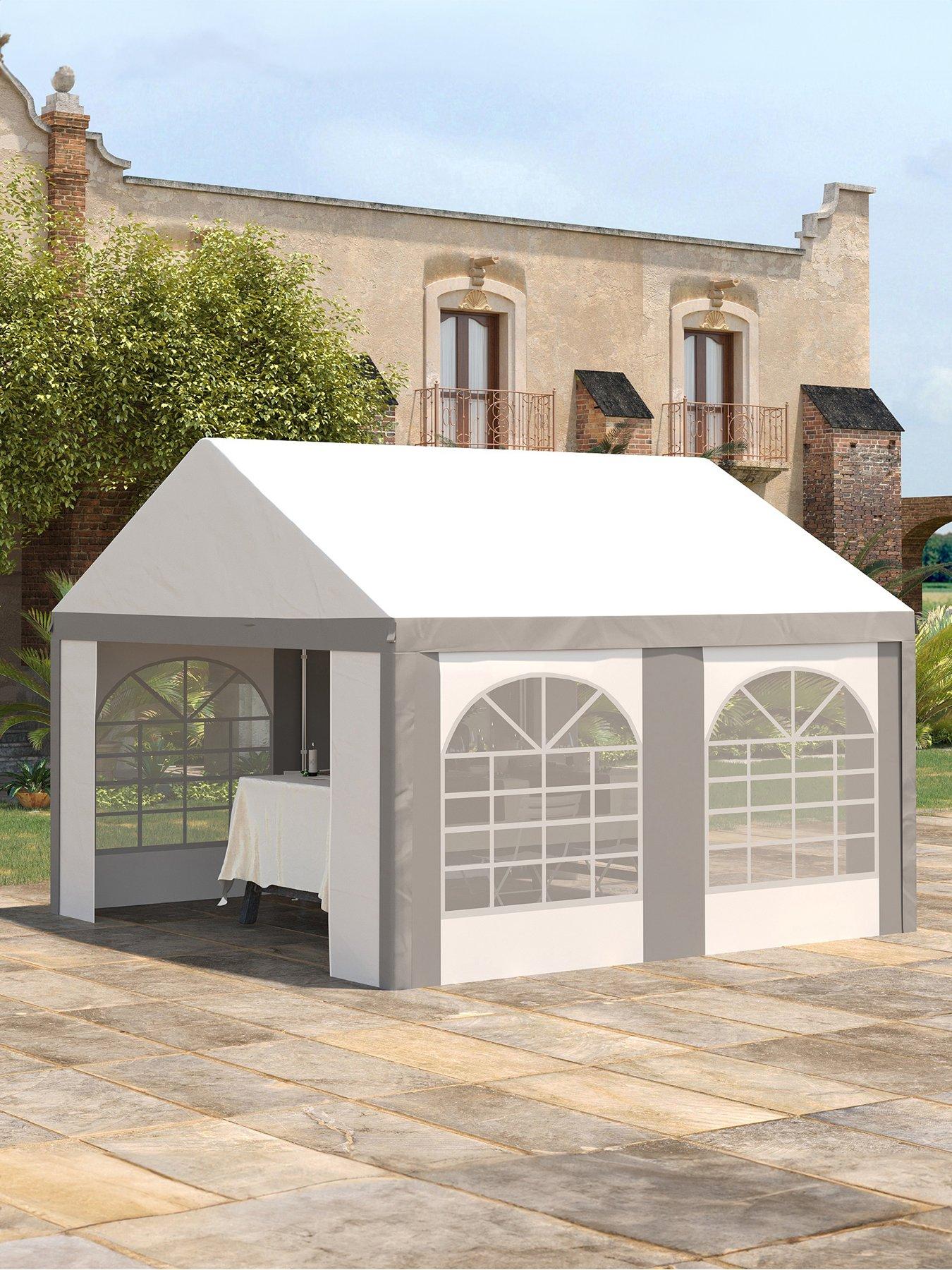 Image of OutSunny 4 x 4m Party Tent, with Sides, Four Windows and Double Doors