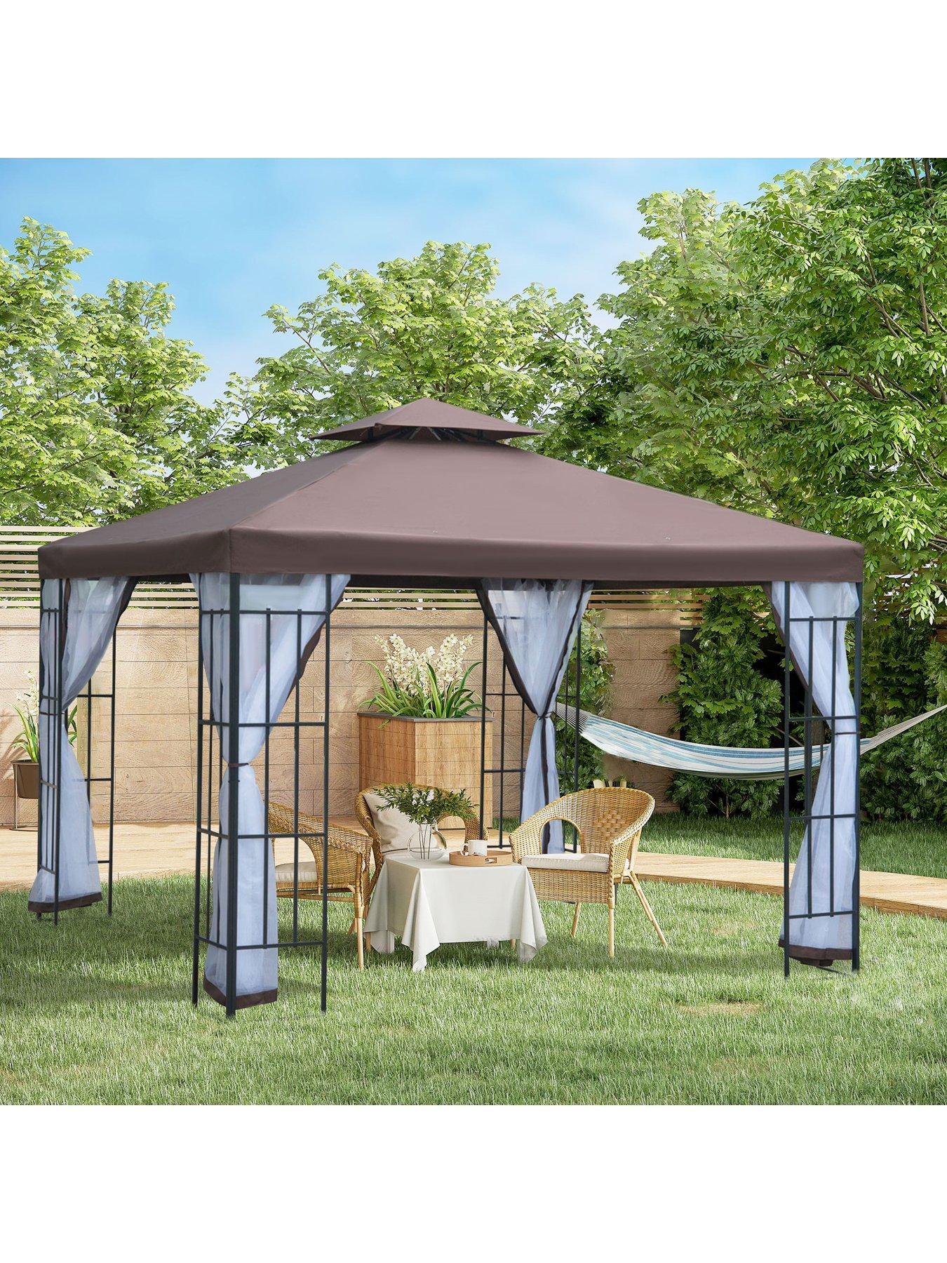 Image 1 of 7 of OutSunny Gazebo 3x3m, with netting curtains