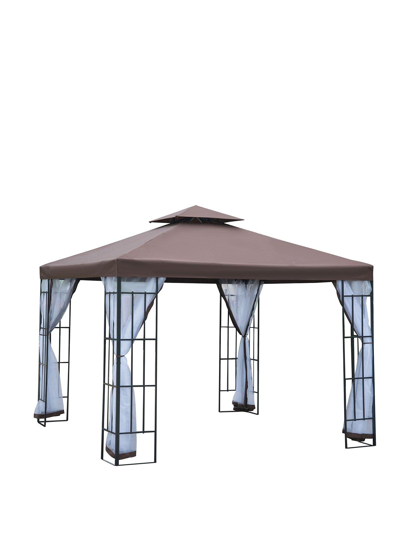 outsunny-gazebo-3x3m-with-netting-curtainsstillFront