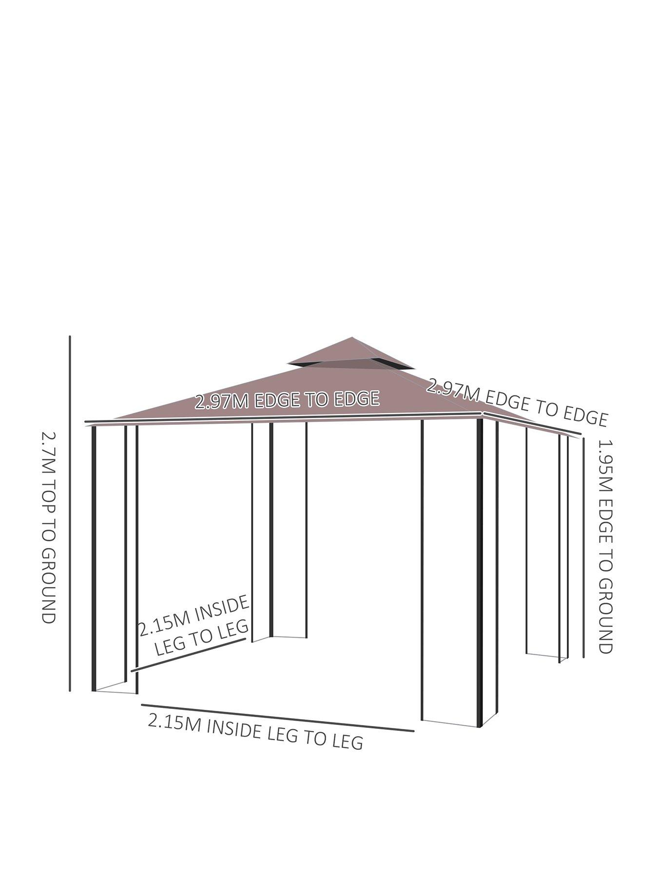 Image 3 of 7 of OutSunny Gazebo 3x3m, with netting curtains