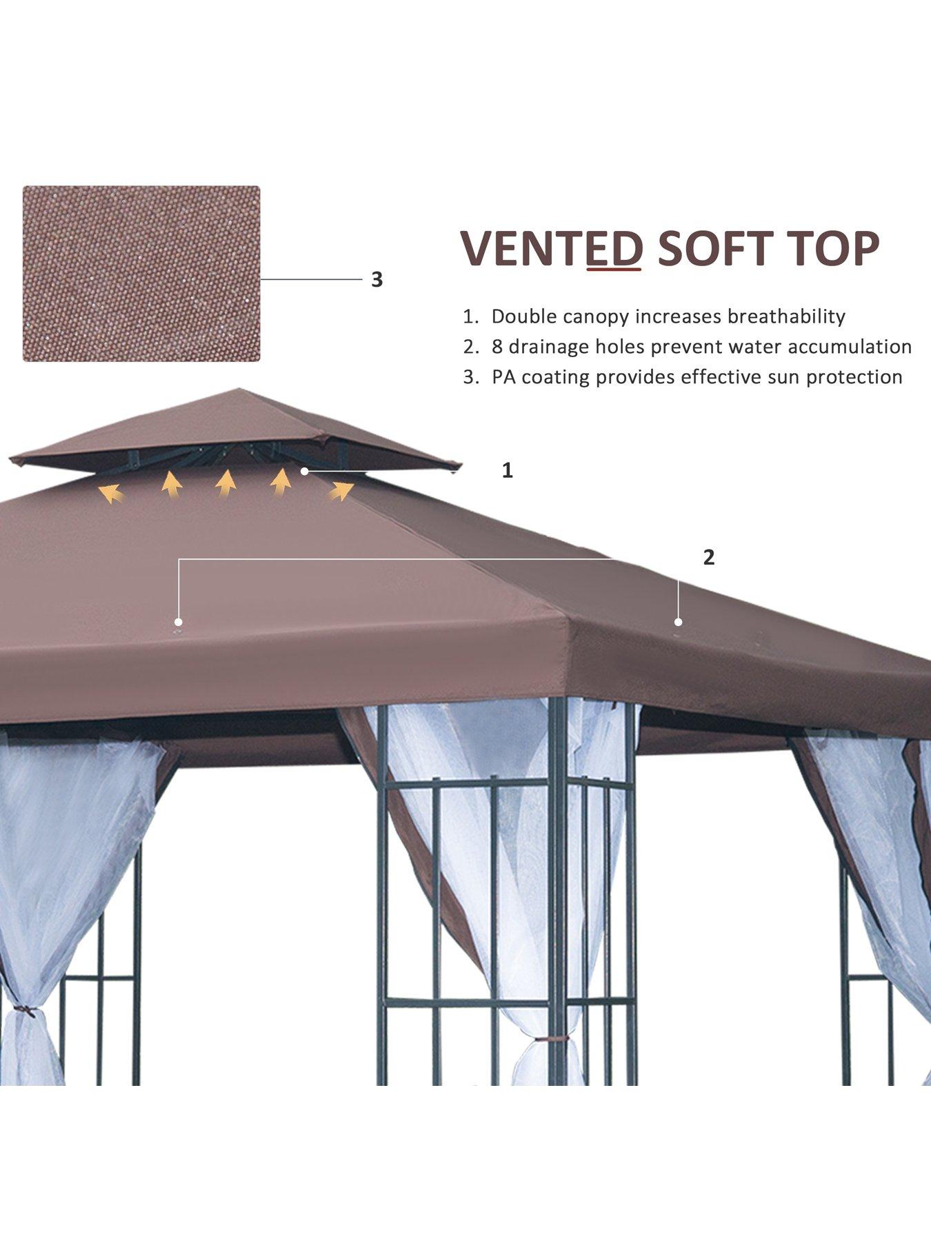 Image 4 of 7 of OutSunny Gazebo 3x3m, with netting curtains