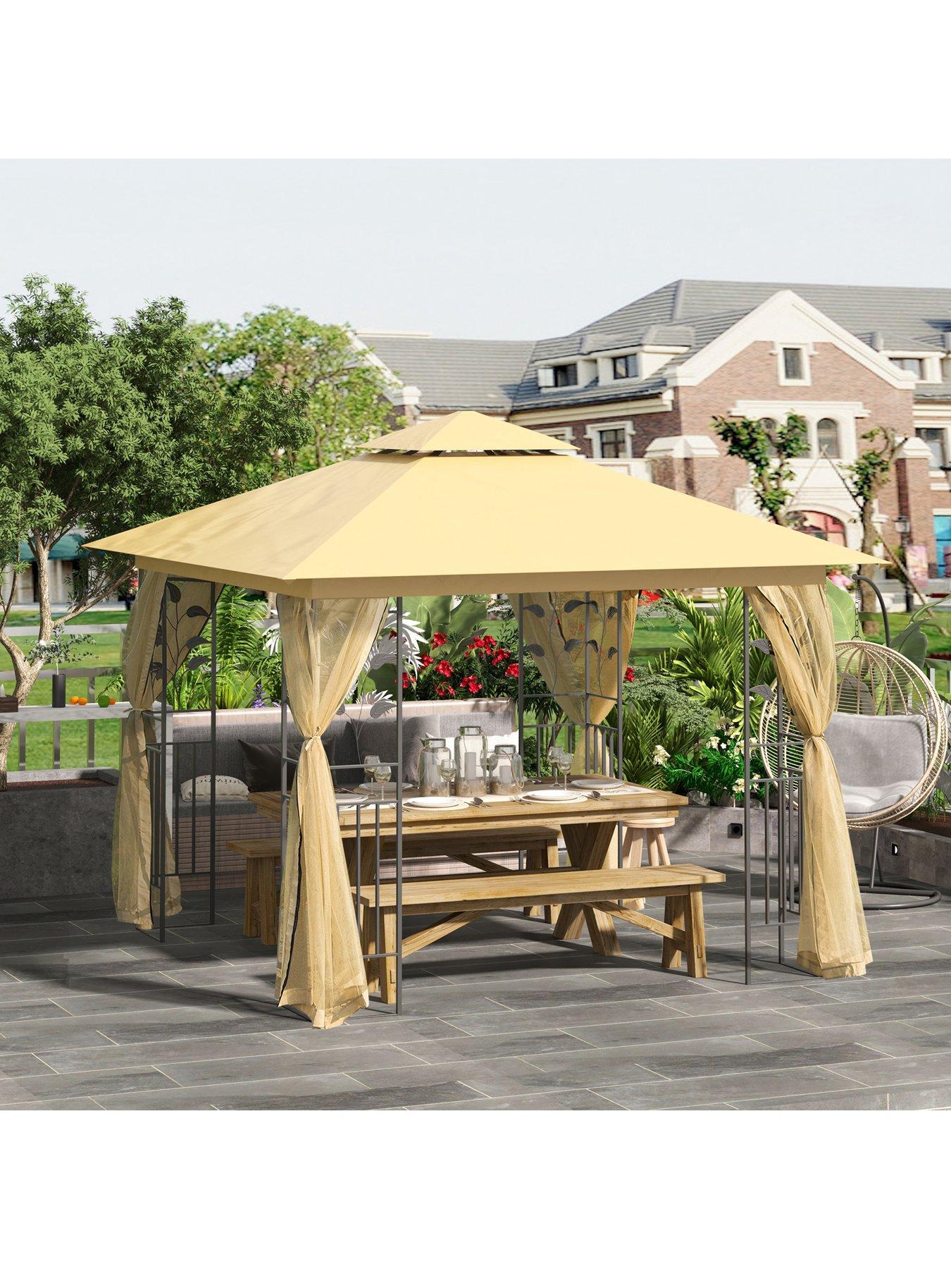 Image 1 of 7 of OutSunny Gazebo 3mx 3m, with curtains