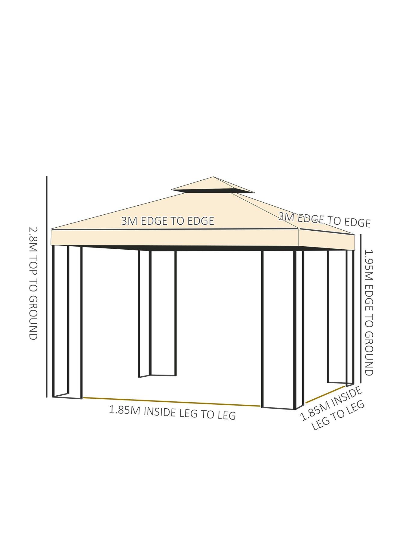 Image 3 of 7 of OutSunny Gazebo 3mx 3m, with curtains