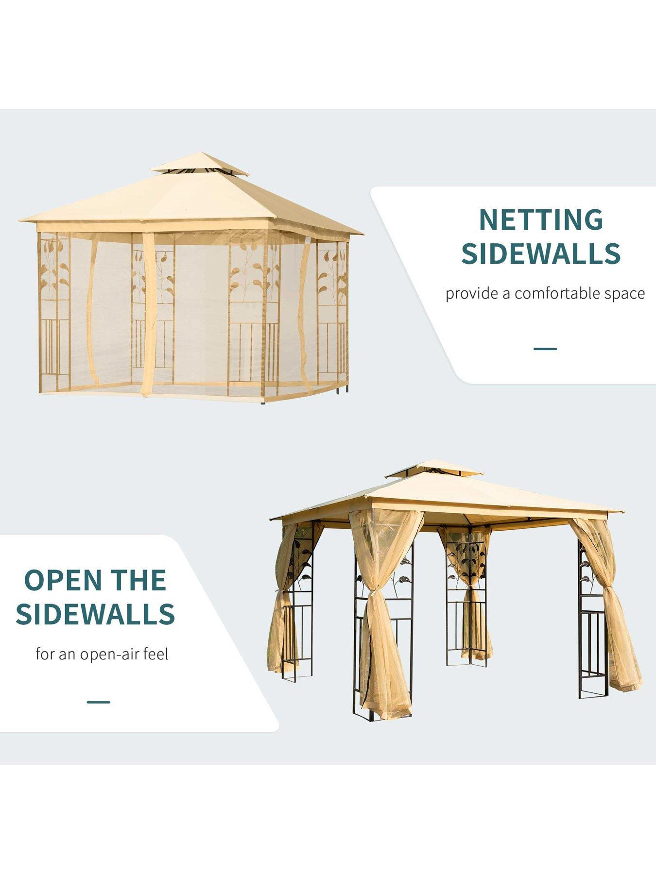 Image 4 of 7 of OutSunny Gazebo 3mx 3m, with curtains