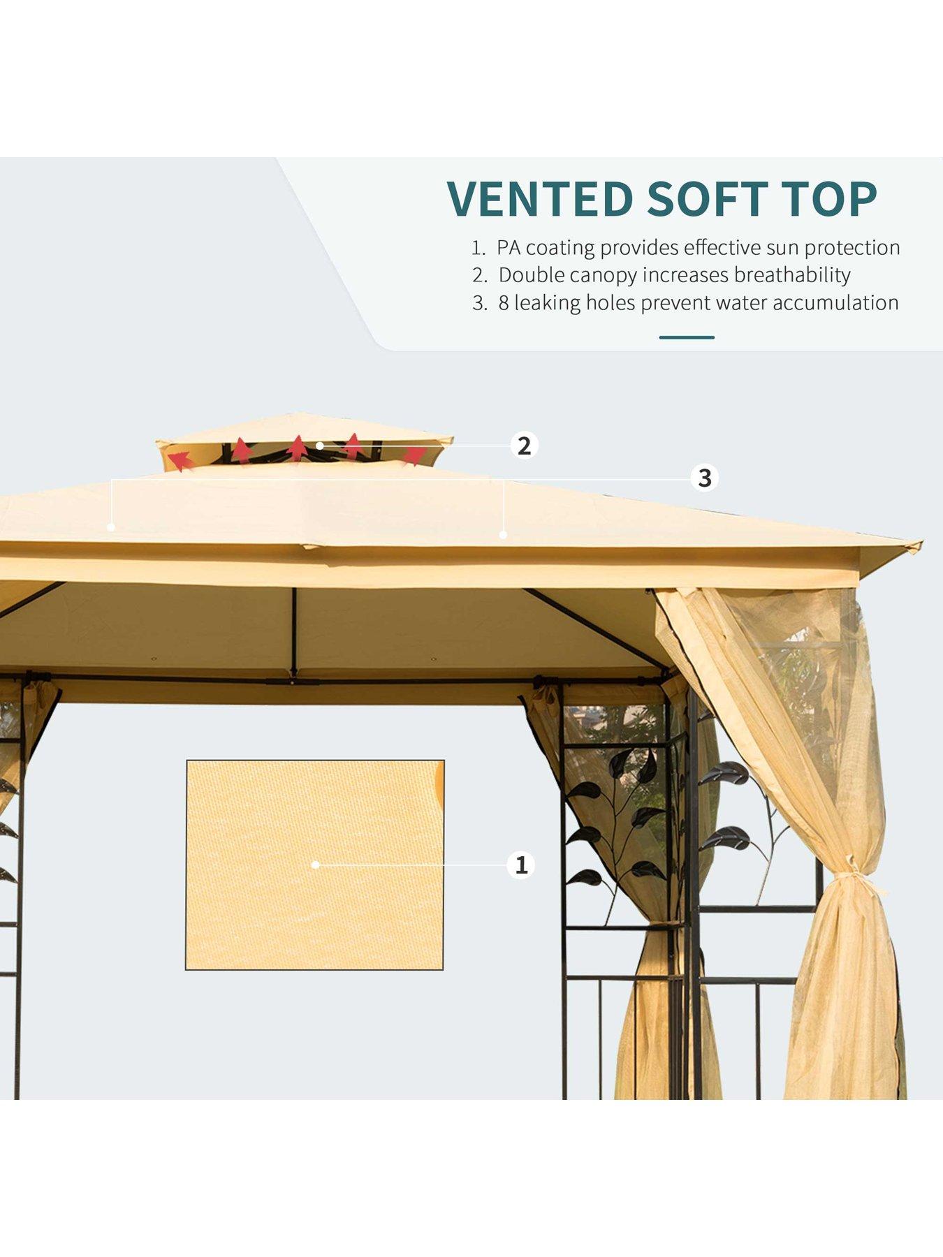 Image 5 of 7 of OutSunny Gazebo 3mx 3m, with curtains