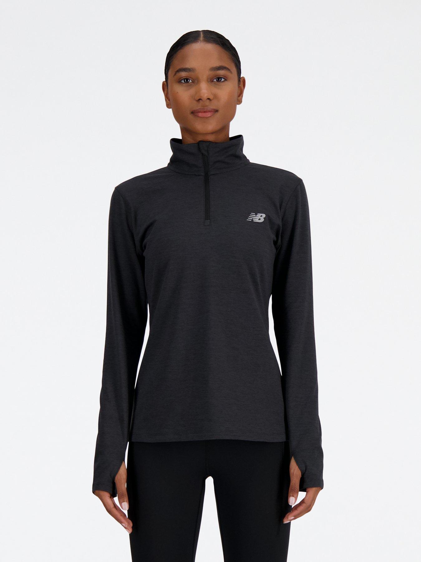 Womens Running Sport Essentials Space Dye Quarter Zip Black