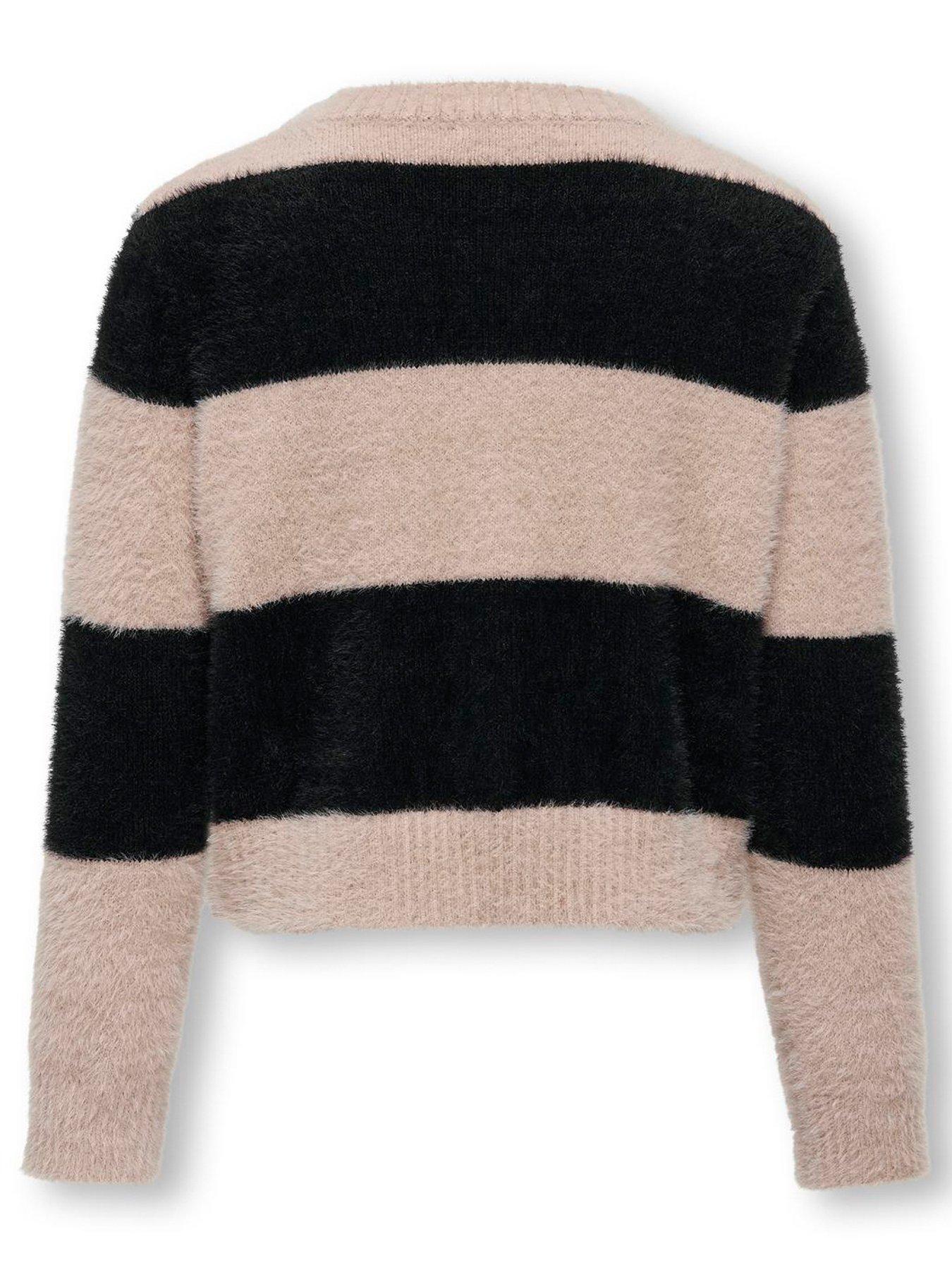 only-kids-girls-stripe-knitted-cardigan-black-warm-taupeback