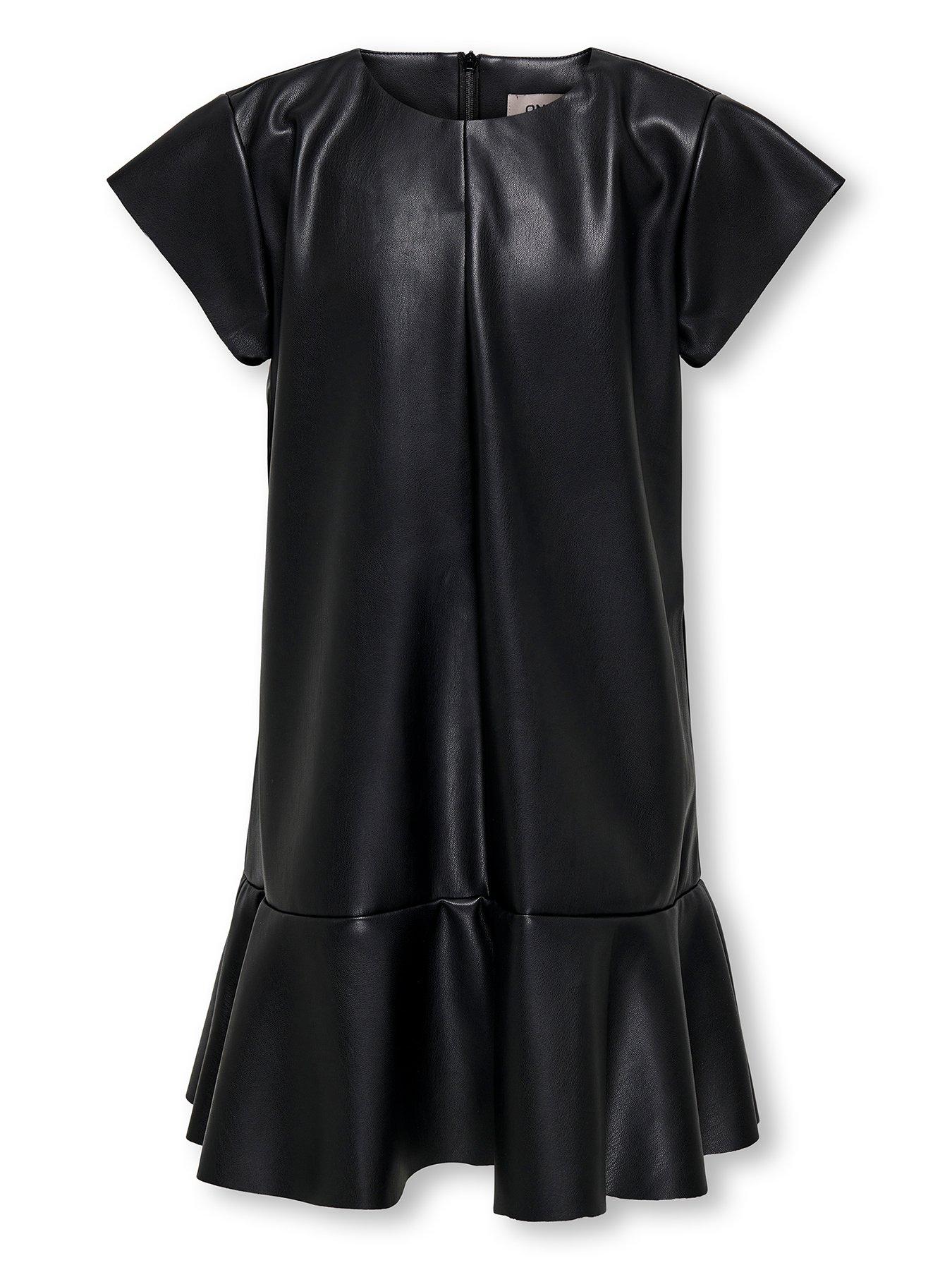 only-kids-girls-faux-leather-dress-black