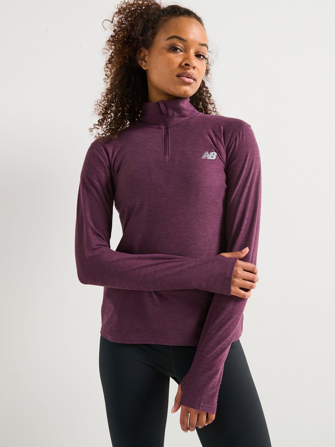 New Balance Womens Running Sport Essentials Space Dye Quarter Zip Purple Very Ireland