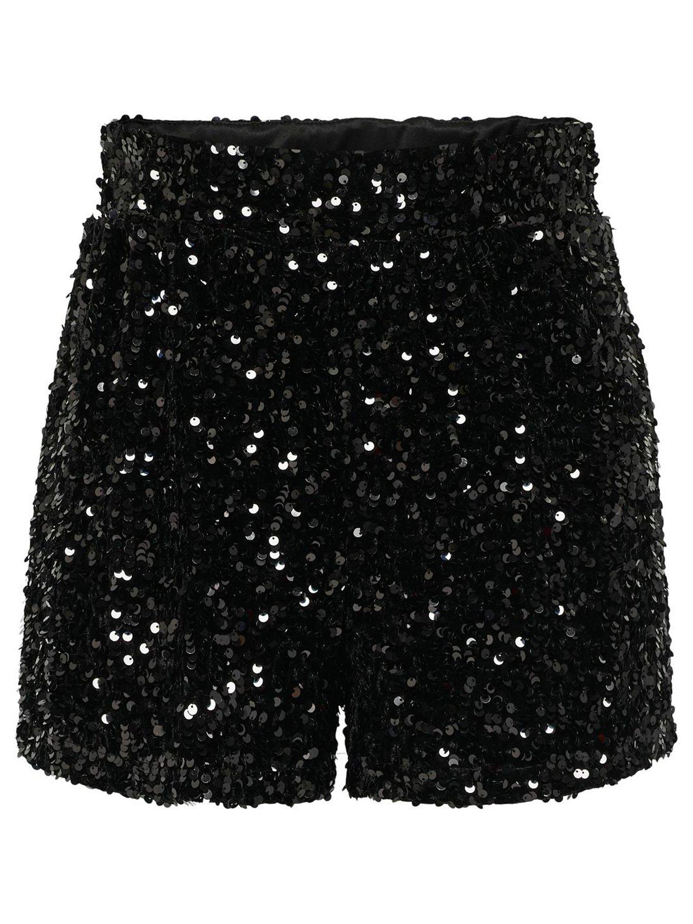 only-kids-girls-sequin-shorts-black