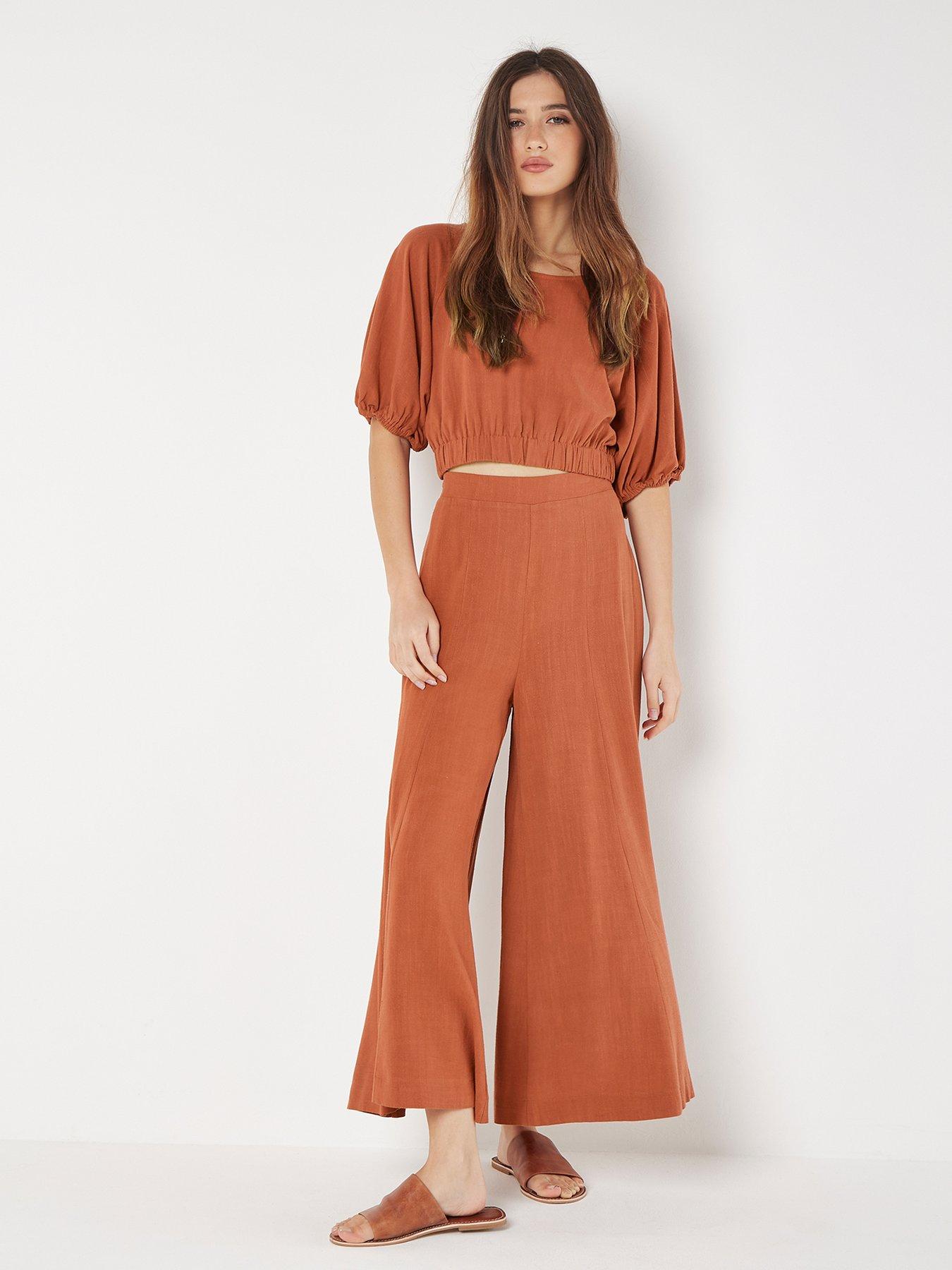 apricot-apricot-linen-mix-cropped-elastic-topstillFront