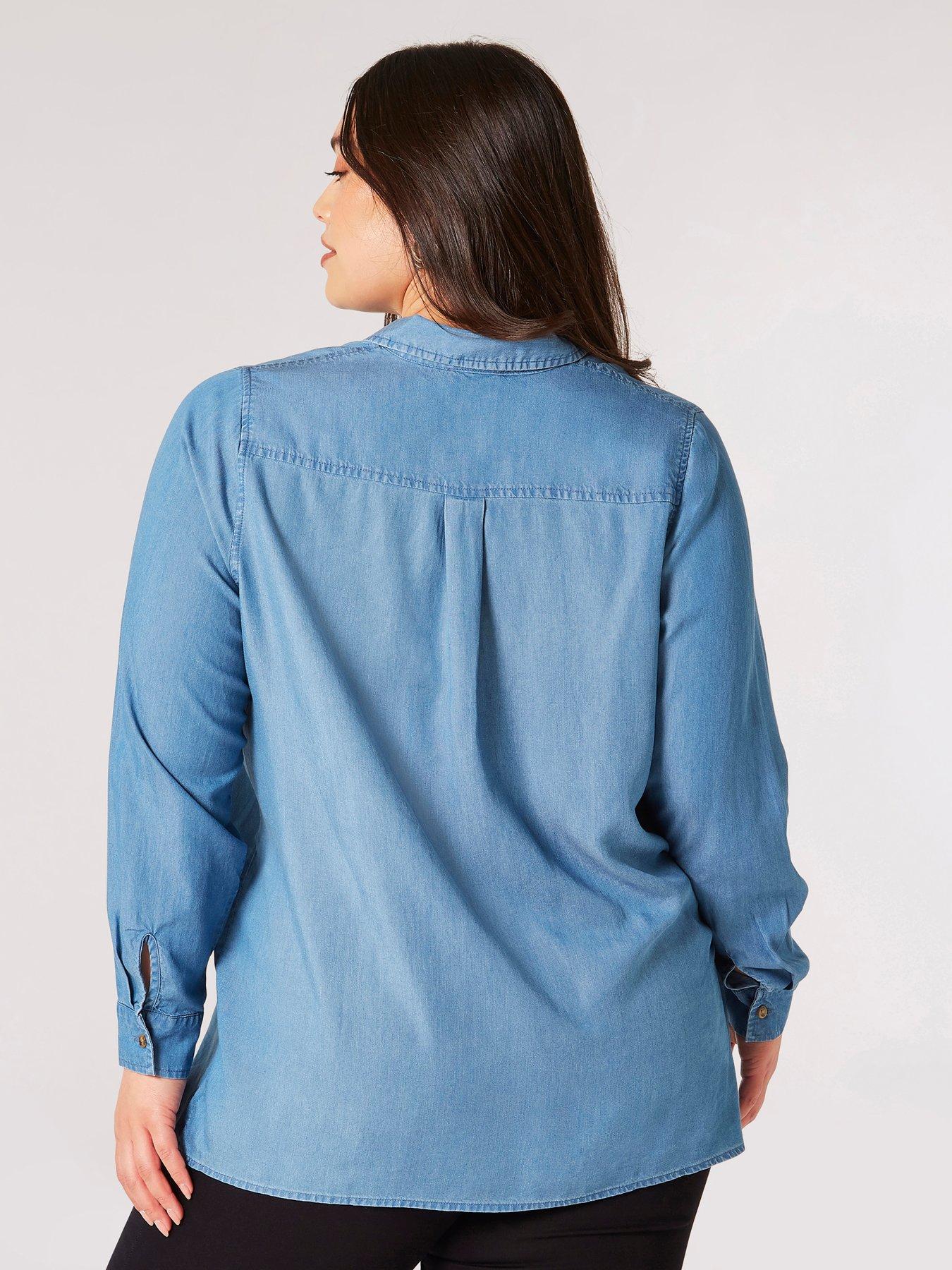 apricot-curve-denimnbspbutton-down-shirt-bluestillFront