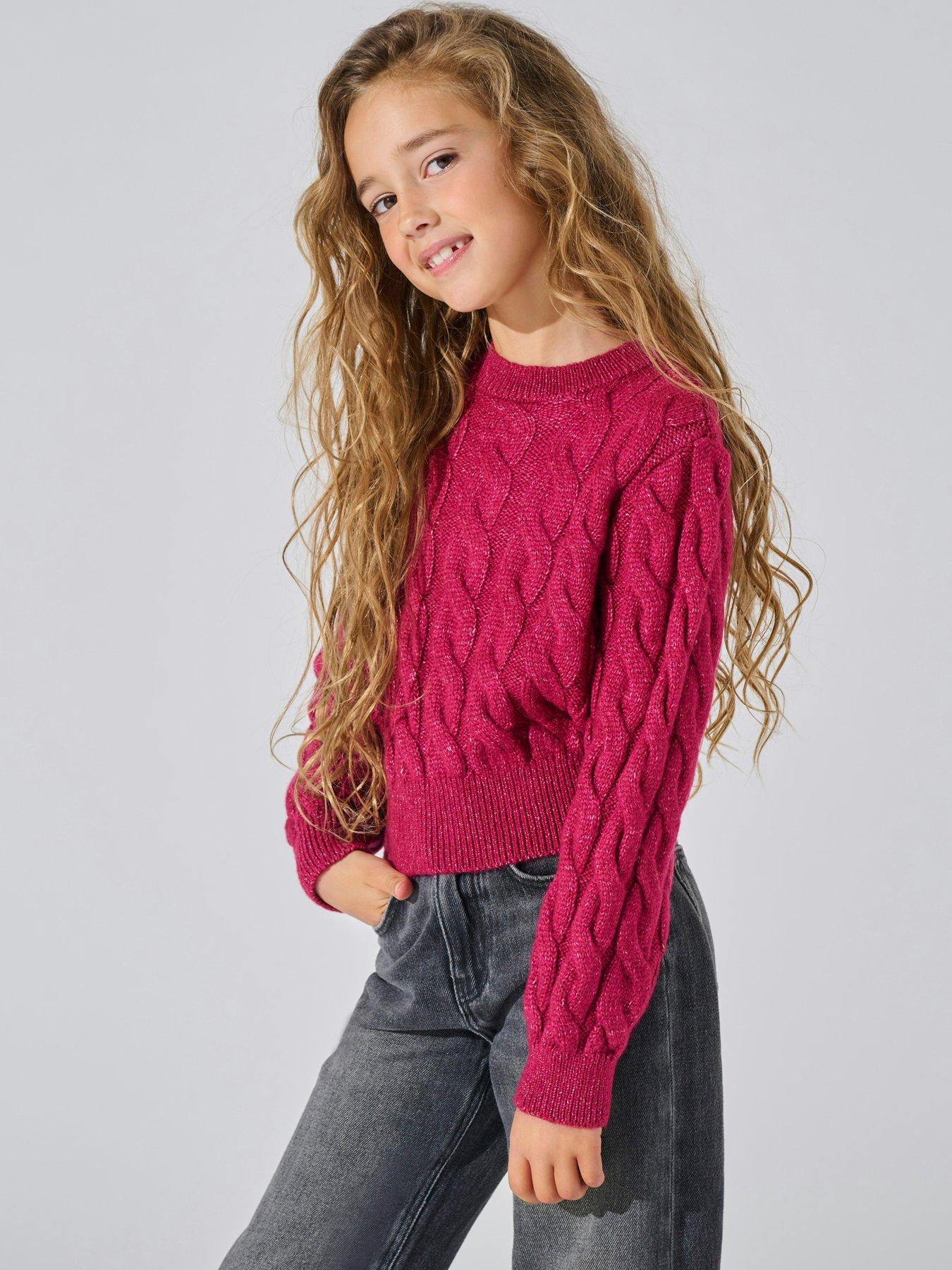 only-kids-girls-cable-knit-jumper-granita-red