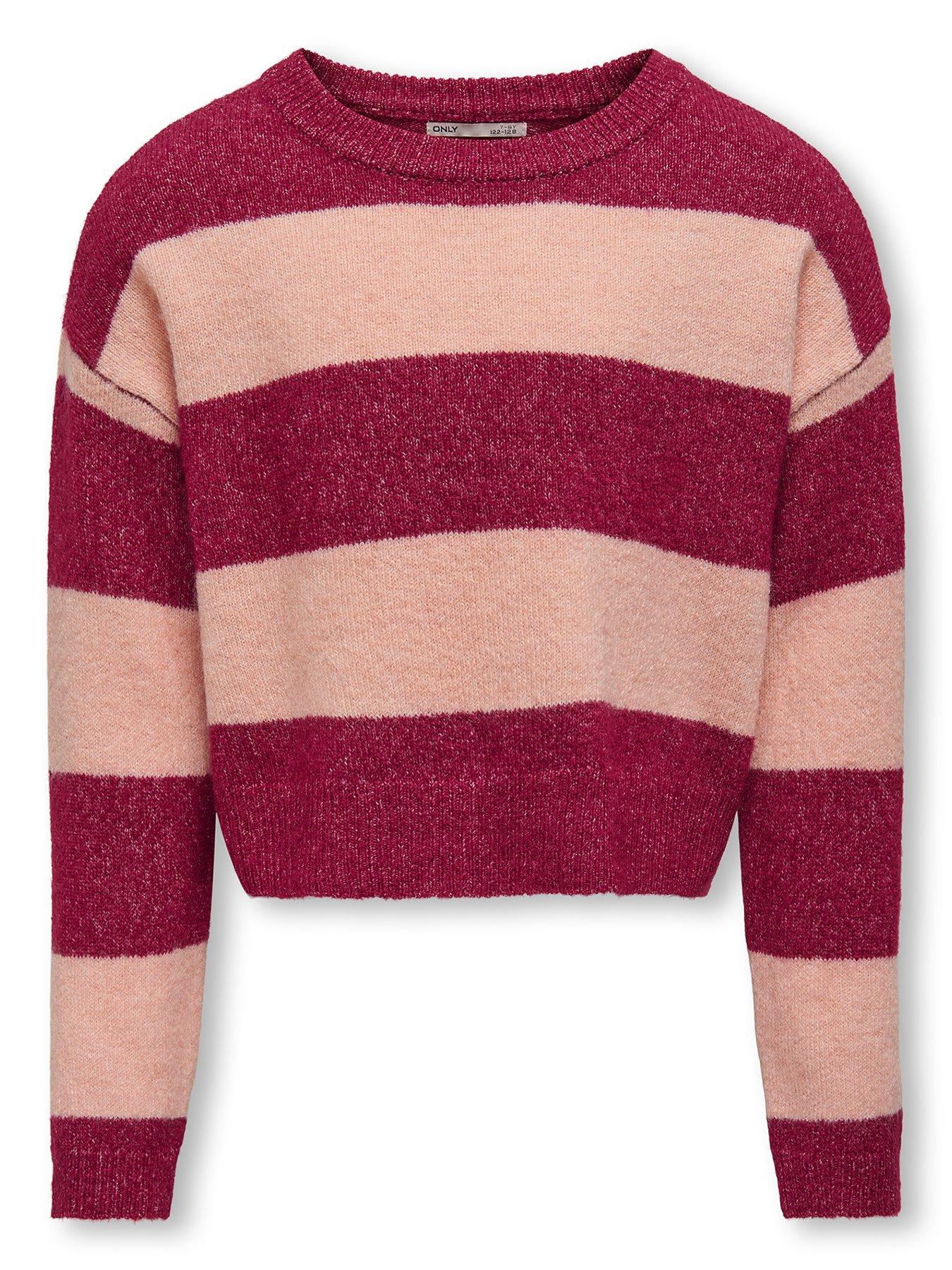 only-kids-girls-stripe-knitted-jumper-granita-red