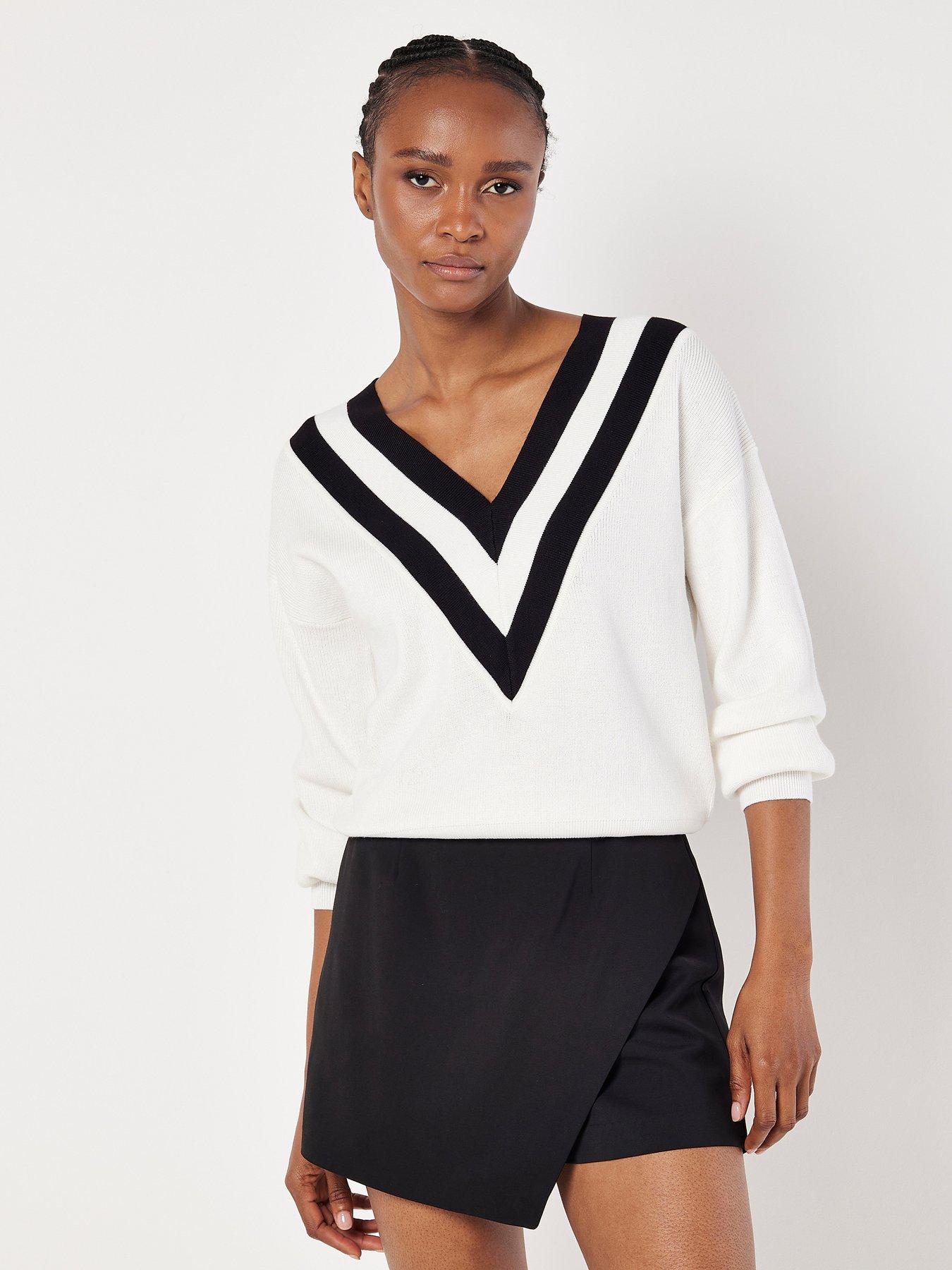 apricot-apricot-chevron-v-neck-jumper