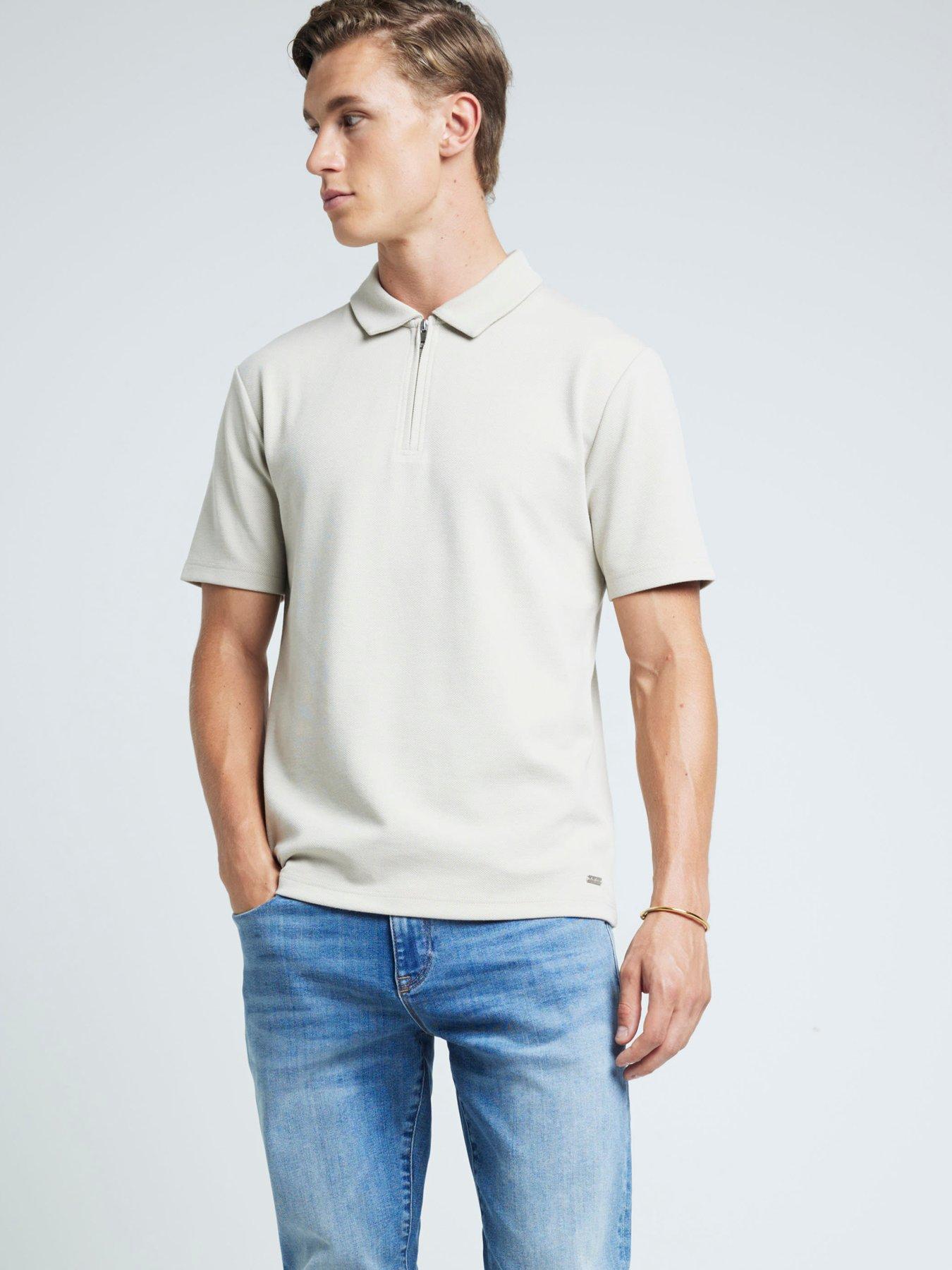 river-island-short-sleeve-slim-fit-tipped-polo-shirt-beigestillFront