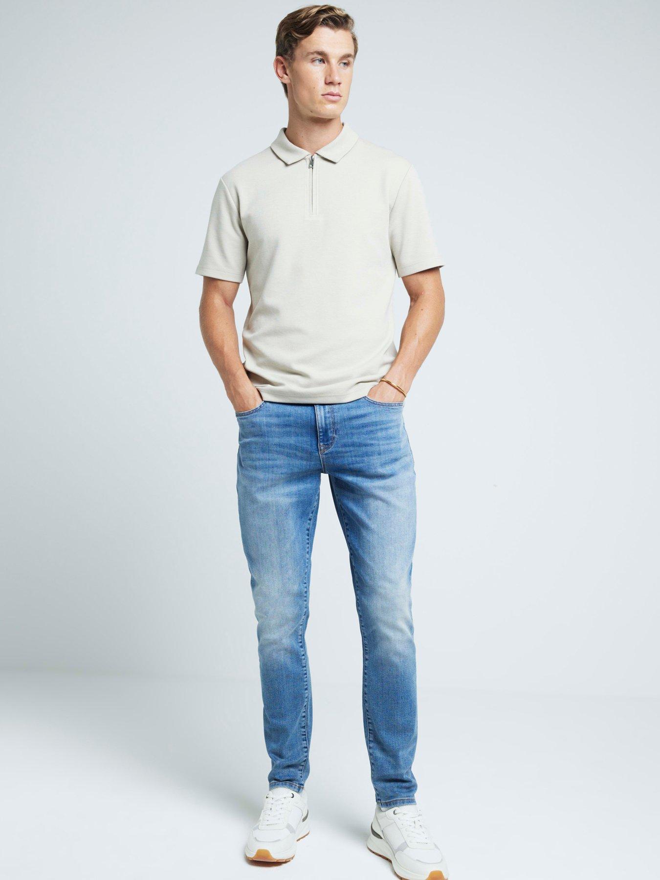 river-island-short-sleeve-slim-fit-tipped-polo-shirt-beigeback