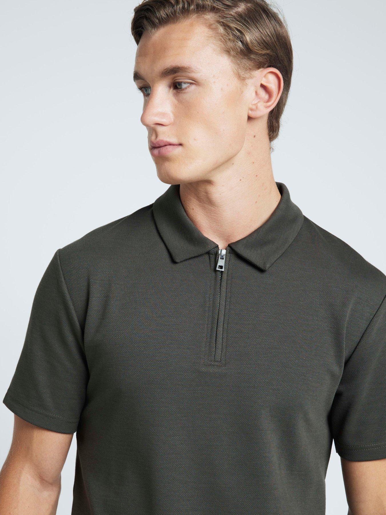 river-island-short-sleeve-slim-fit-tipped-polo-shirt-khakioutfit