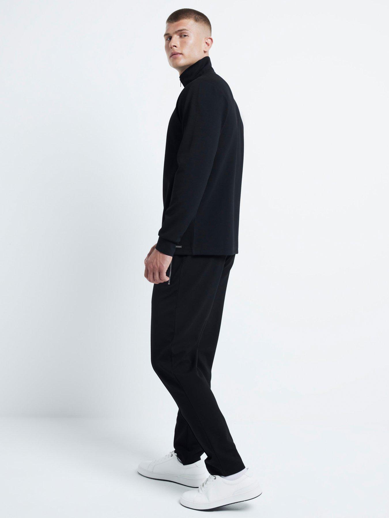 river-island-slim-fit-pique-open-hem-joggers-blackstillFront