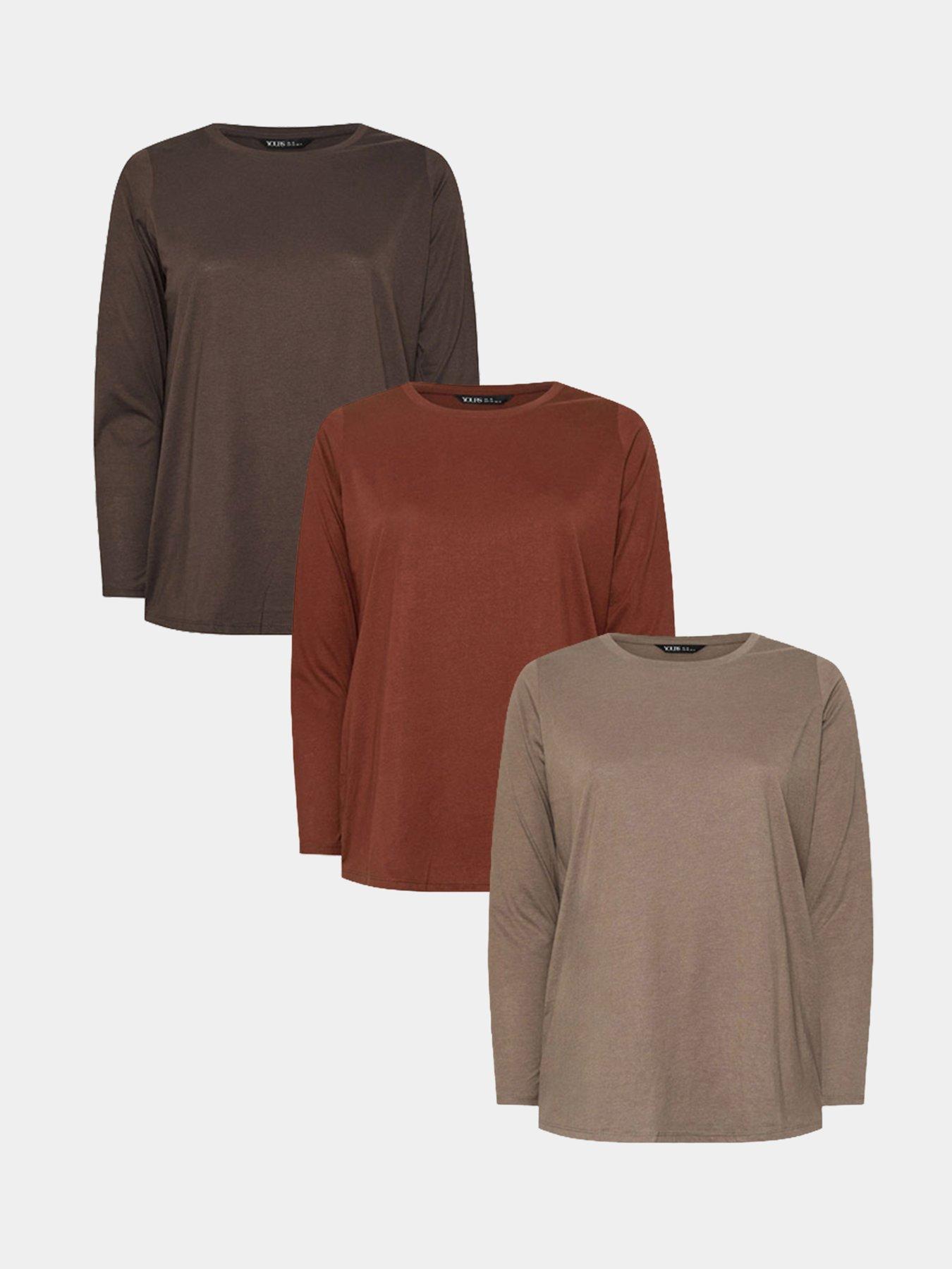 yours-curve-3-pack-core-basic-long-sleeve-t-shirts-multi