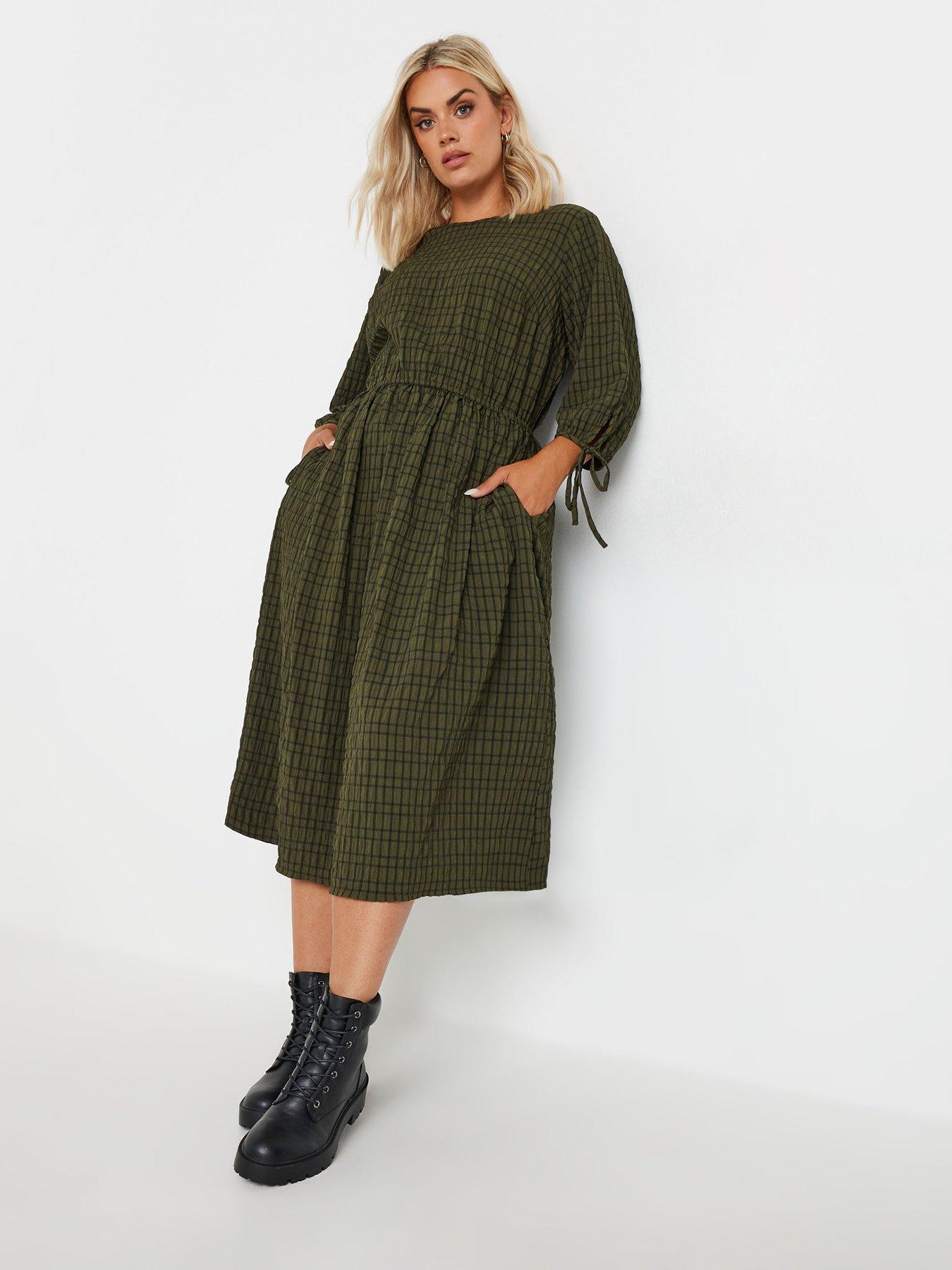 yours-yourscurve-34-tie-sleeve-midaxi-dress-green