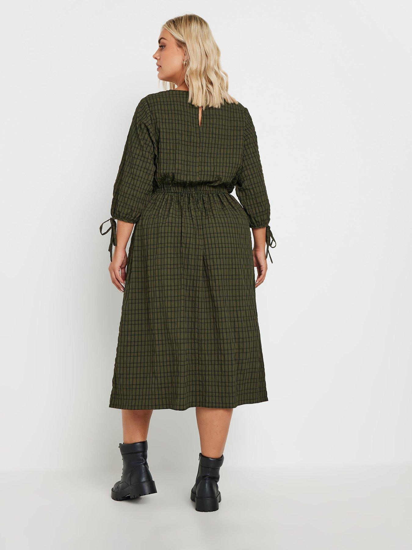 yours-yourscurve-34-tie-sleeve-midaxi-dress-greenstillFront