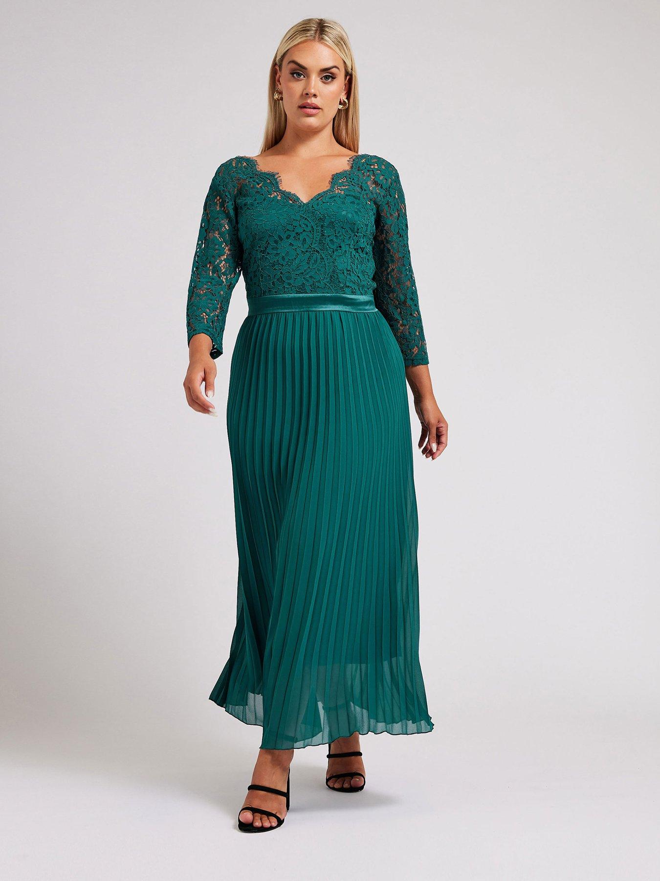 yours-curve-wrap-lace-pleated-maxi-dress