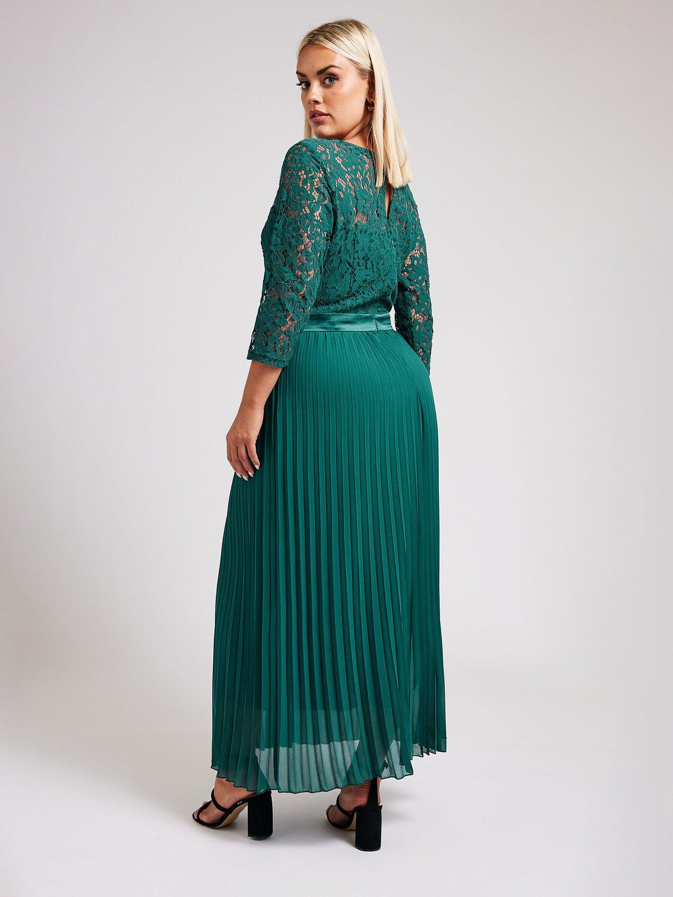 yours-curve-wrap-lace-pleated-maxi-dressstillFront