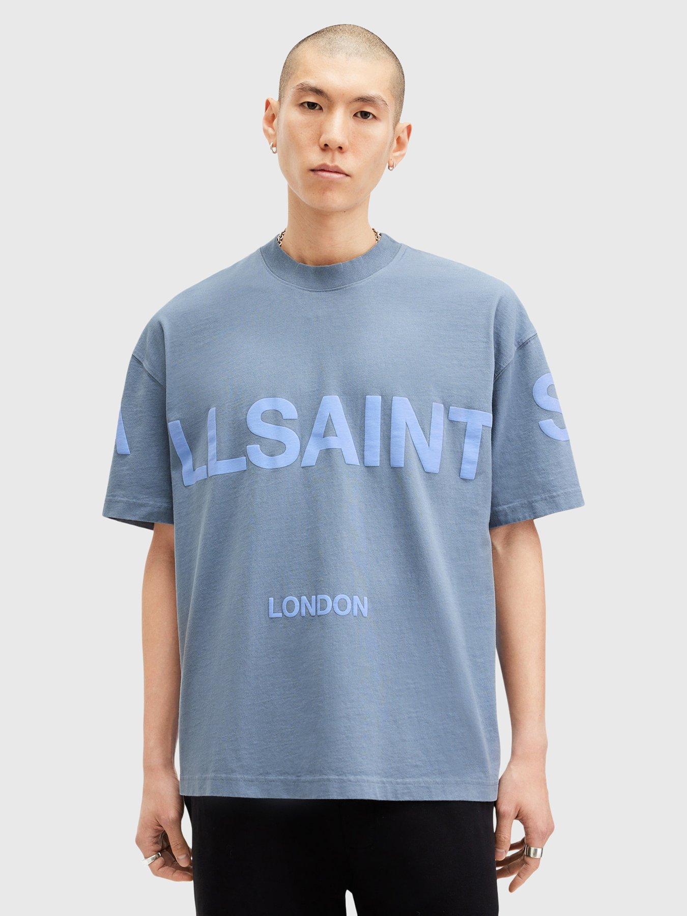Image 1 of 5 of AllSaints Biggy Crew Neck T-Shirt - Blue