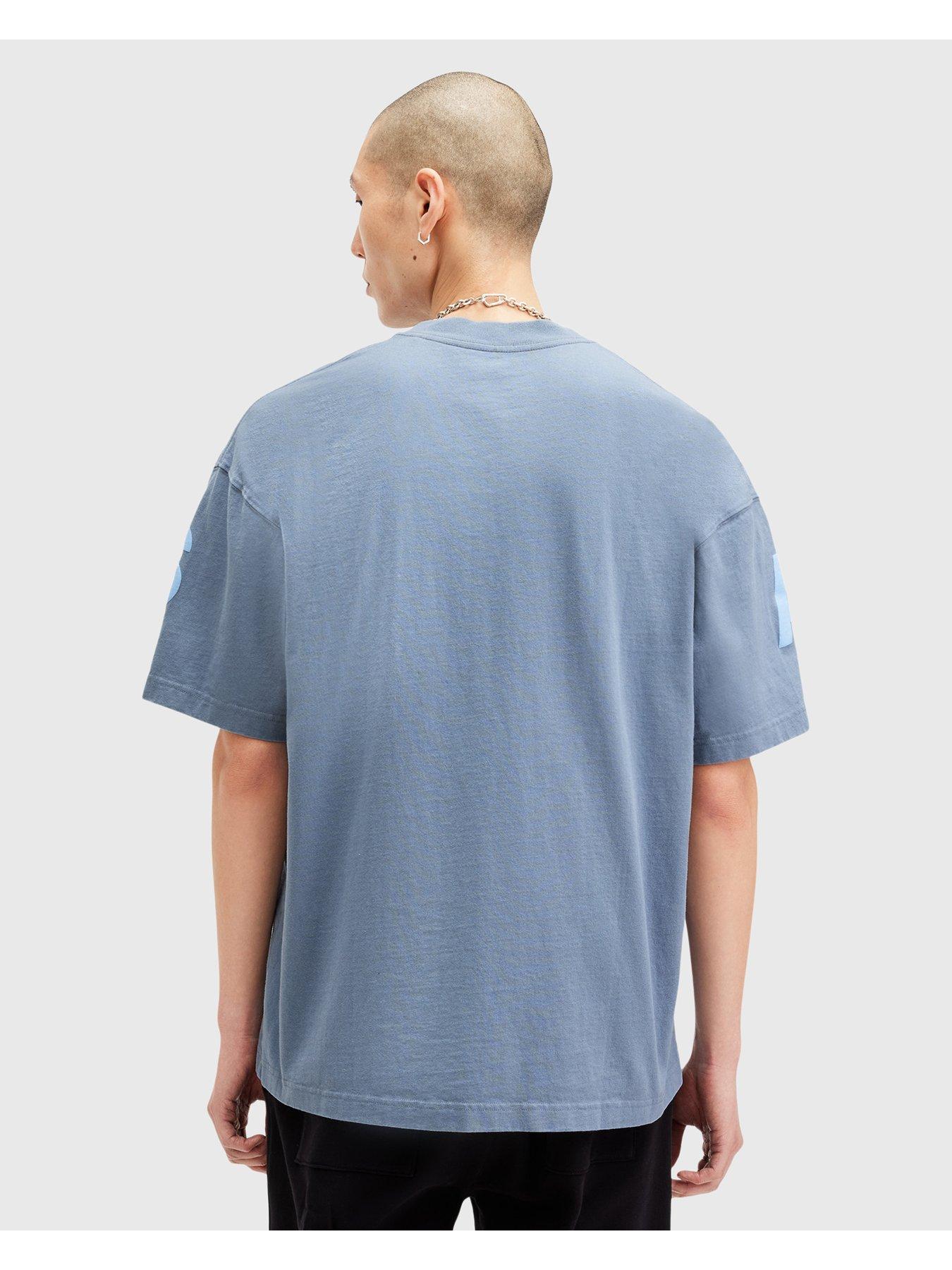 Image 2 of 5 of AllSaints Biggy Crew Neck T-Shirt - Blue