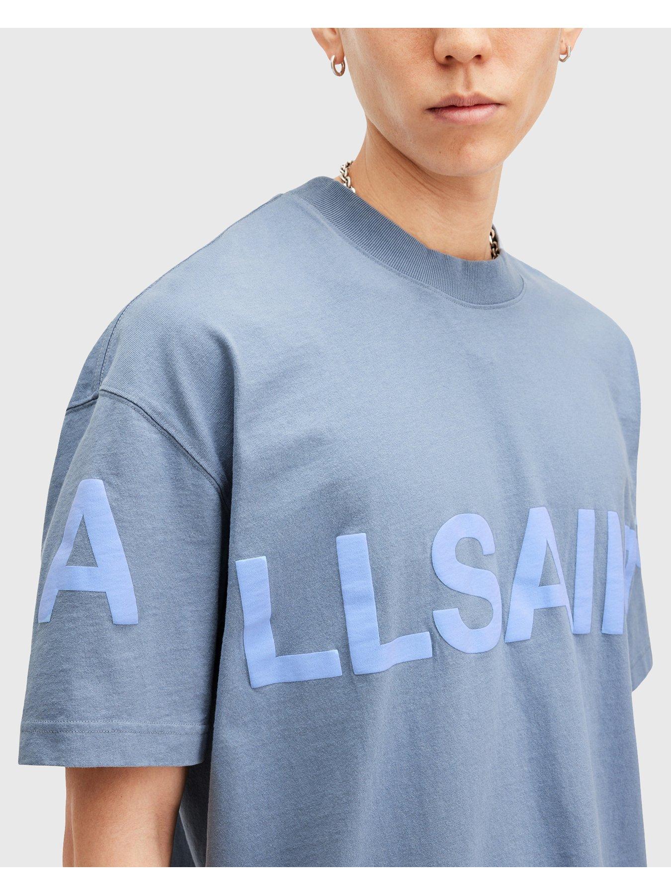 Image 4 of 5 of AllSaints Biggy Crew Neck T-Shirt - Blue