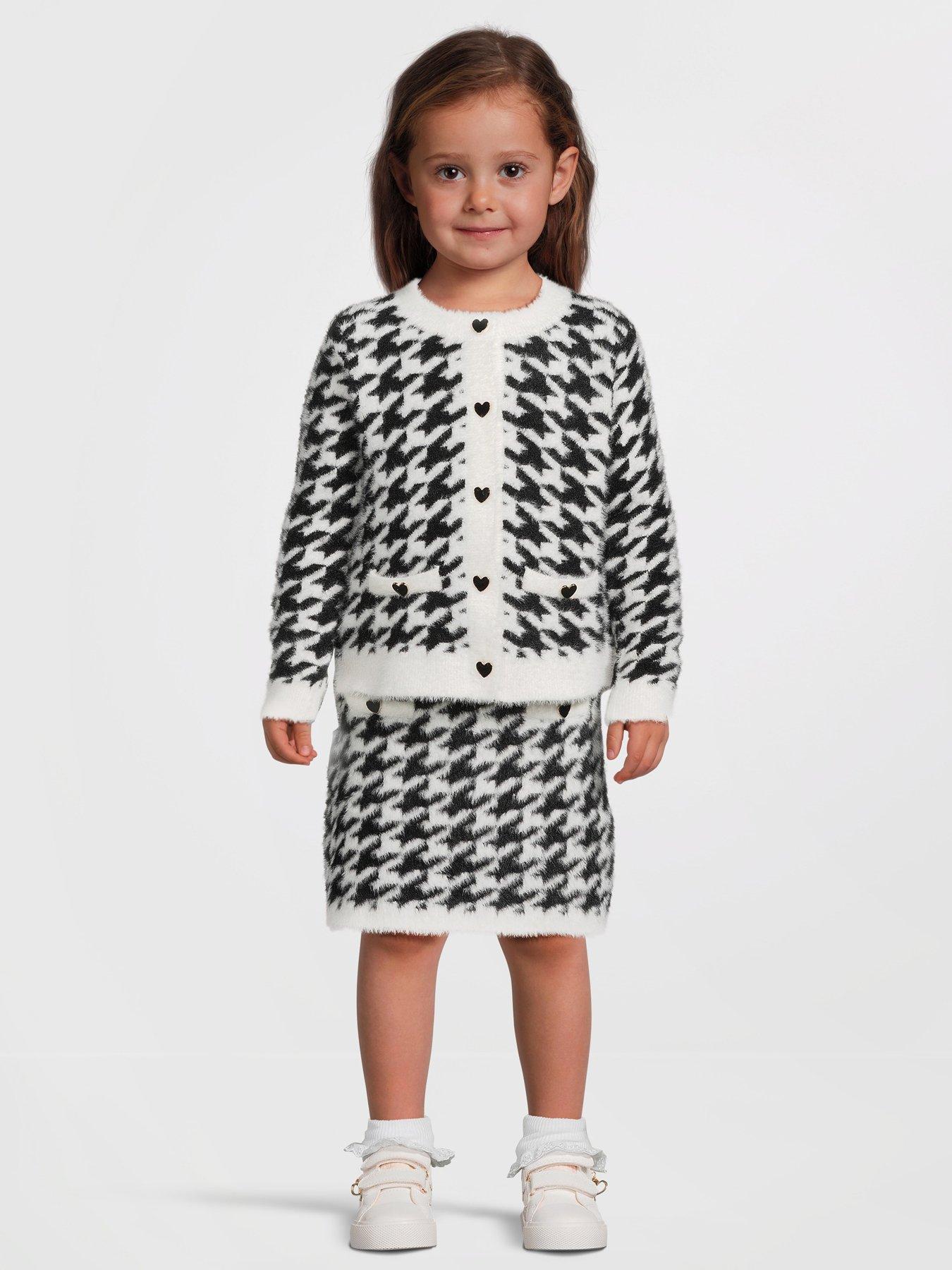 river-island-mini-mini-girl-fluffy-dogtooth-cardigan-set-black