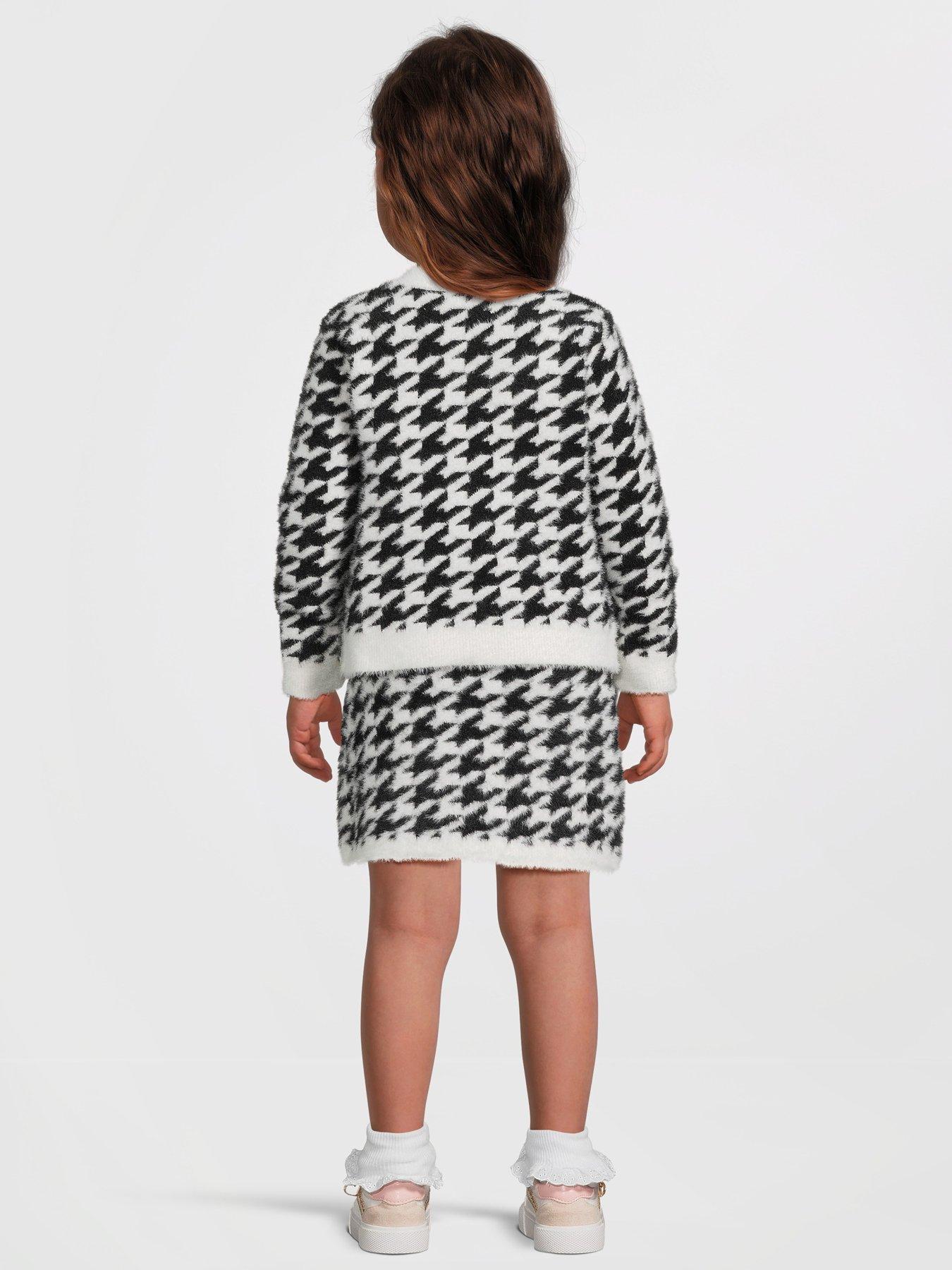 river-island-mini-mini-girl-fluffy-dogtooth-cardigan-set-blackstillFront