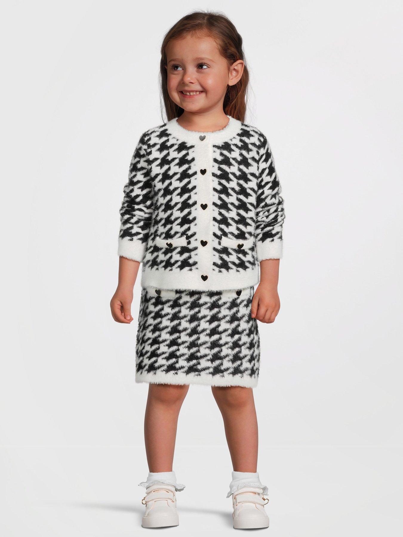 river-island-mini-mini-girl-fluffy-dogtooth-cardigan-set-blackback