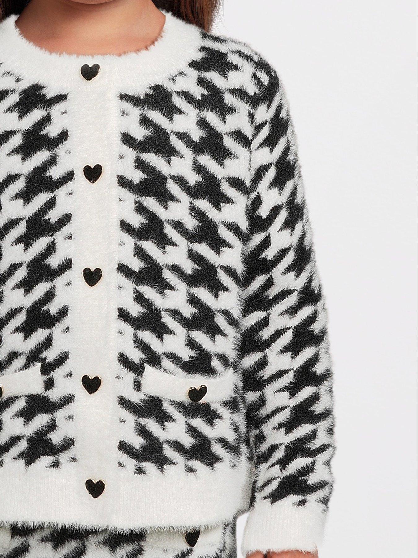 river-island-mini-mini-girl-fluffy-dogtooth-cardigan-set-blackoutfit