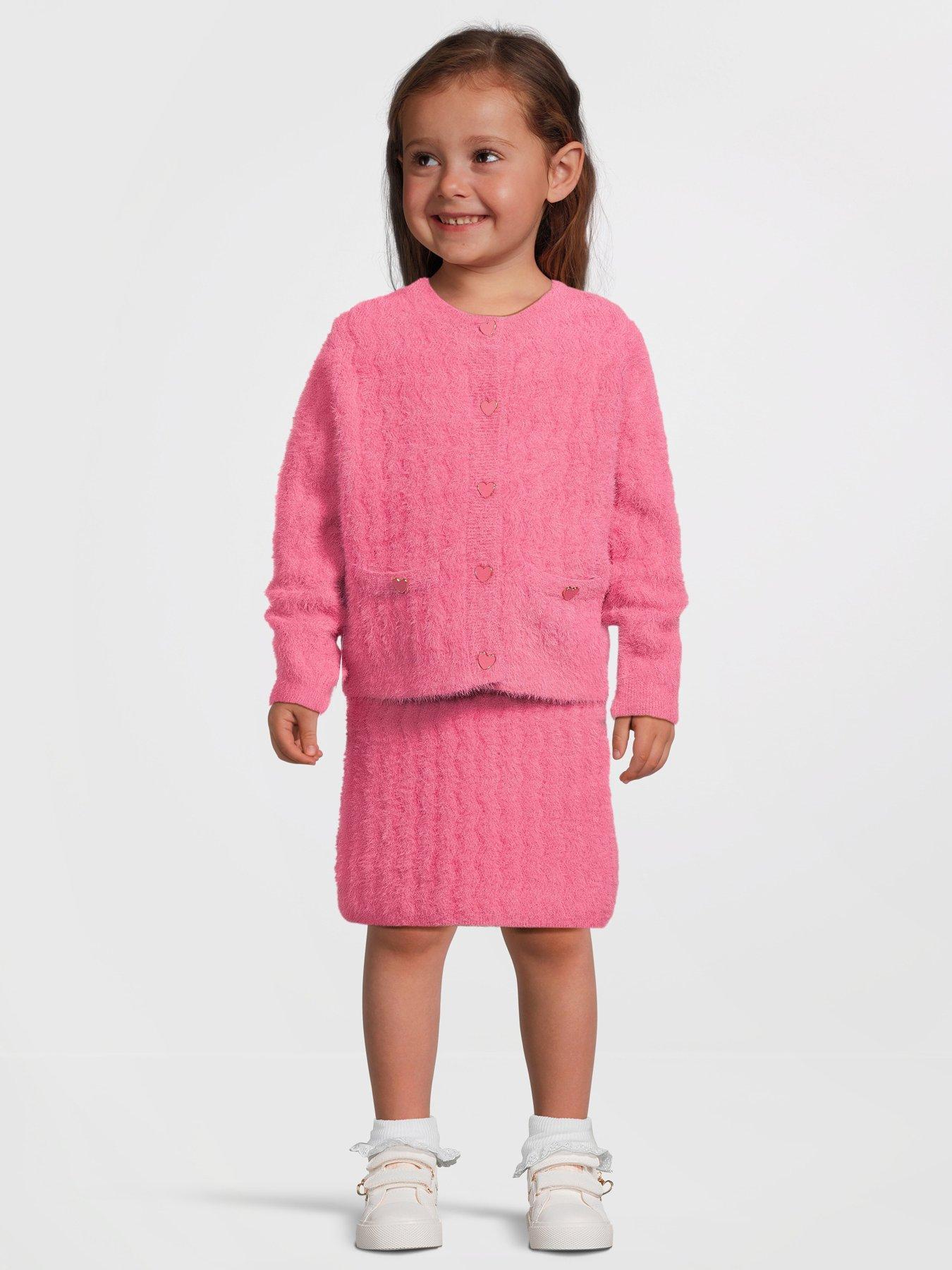 river-island-mini-mini-girl-fluffy-cardigan-and-skirt-party-set-pink