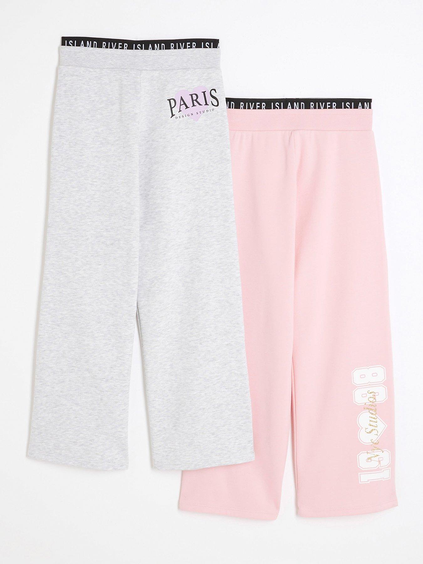 Image 1 of 4 of River Island Girls Ri Waistband Joggers - Pink