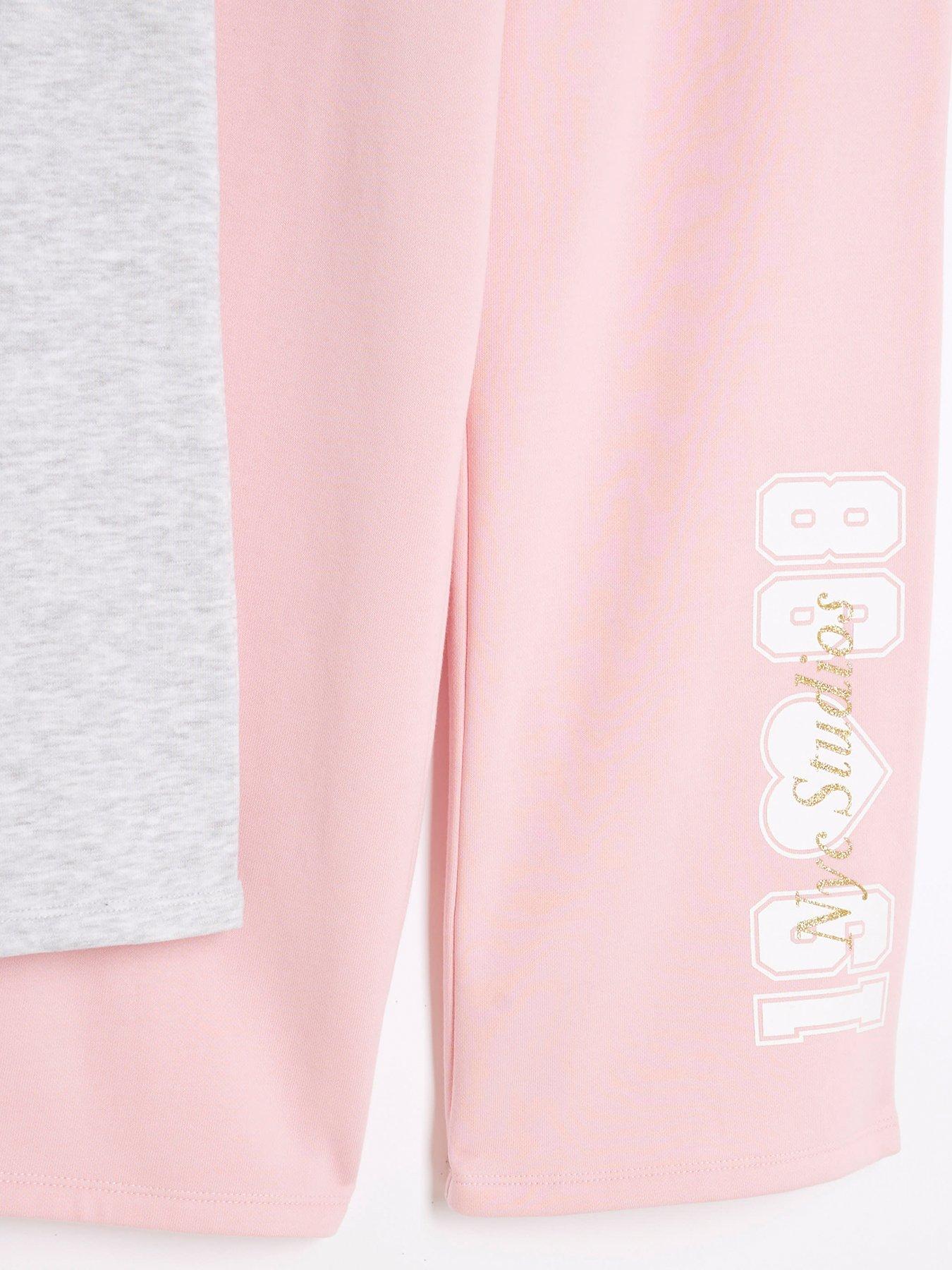 Image 4 of 4 of River Island Girls Ri Waistband Joggers - Pink