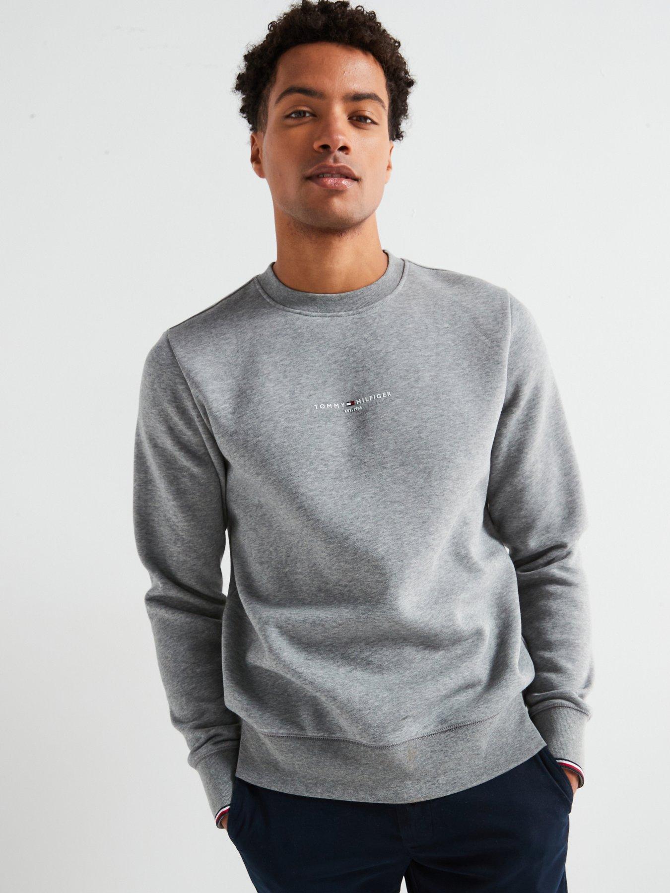 tommy-hilfiger-small-centre-logo-tipped-crew-sweater-grey