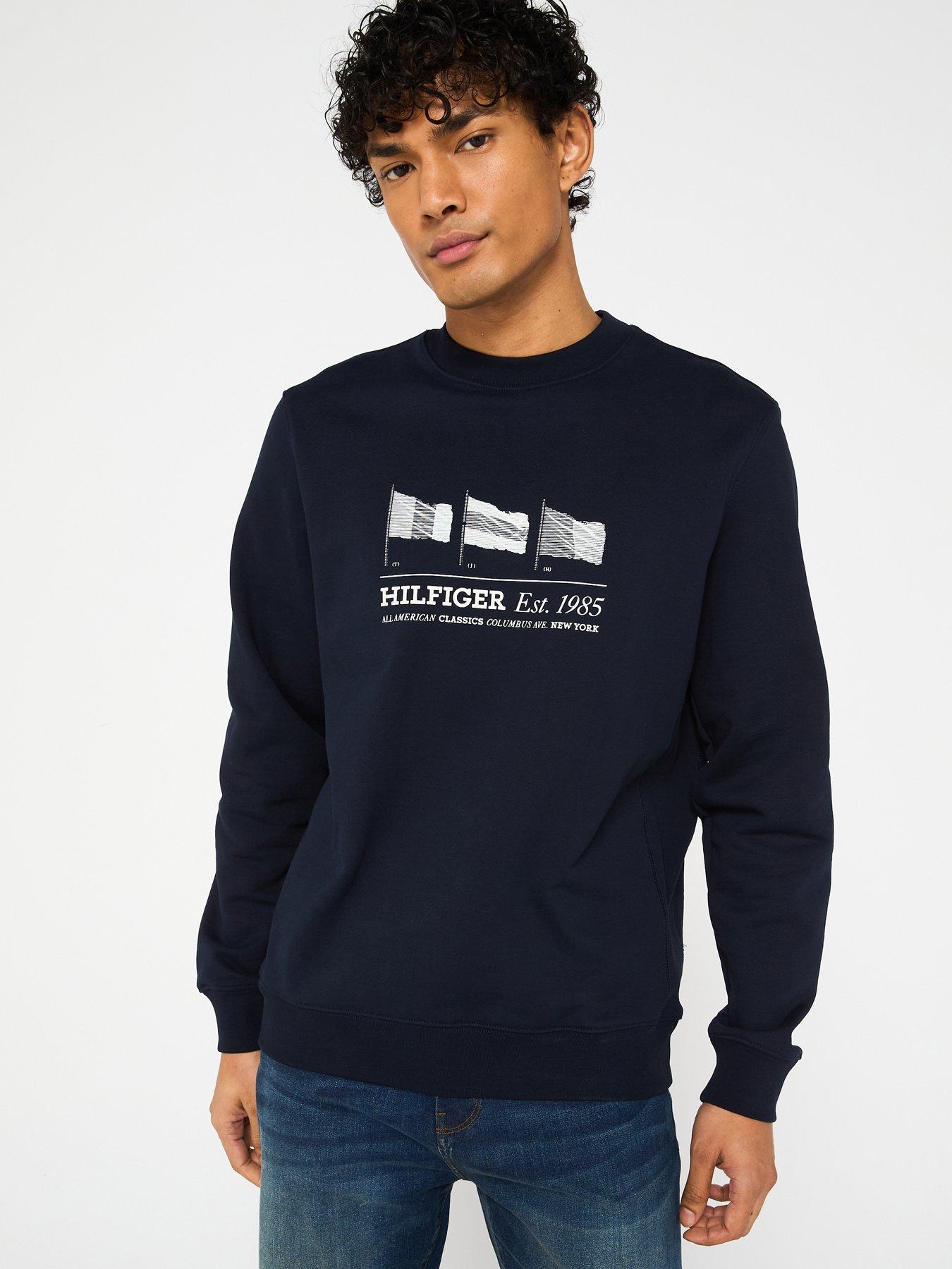 undefined Regular Fit Flags Crew Neck Sweatshirt - Navy