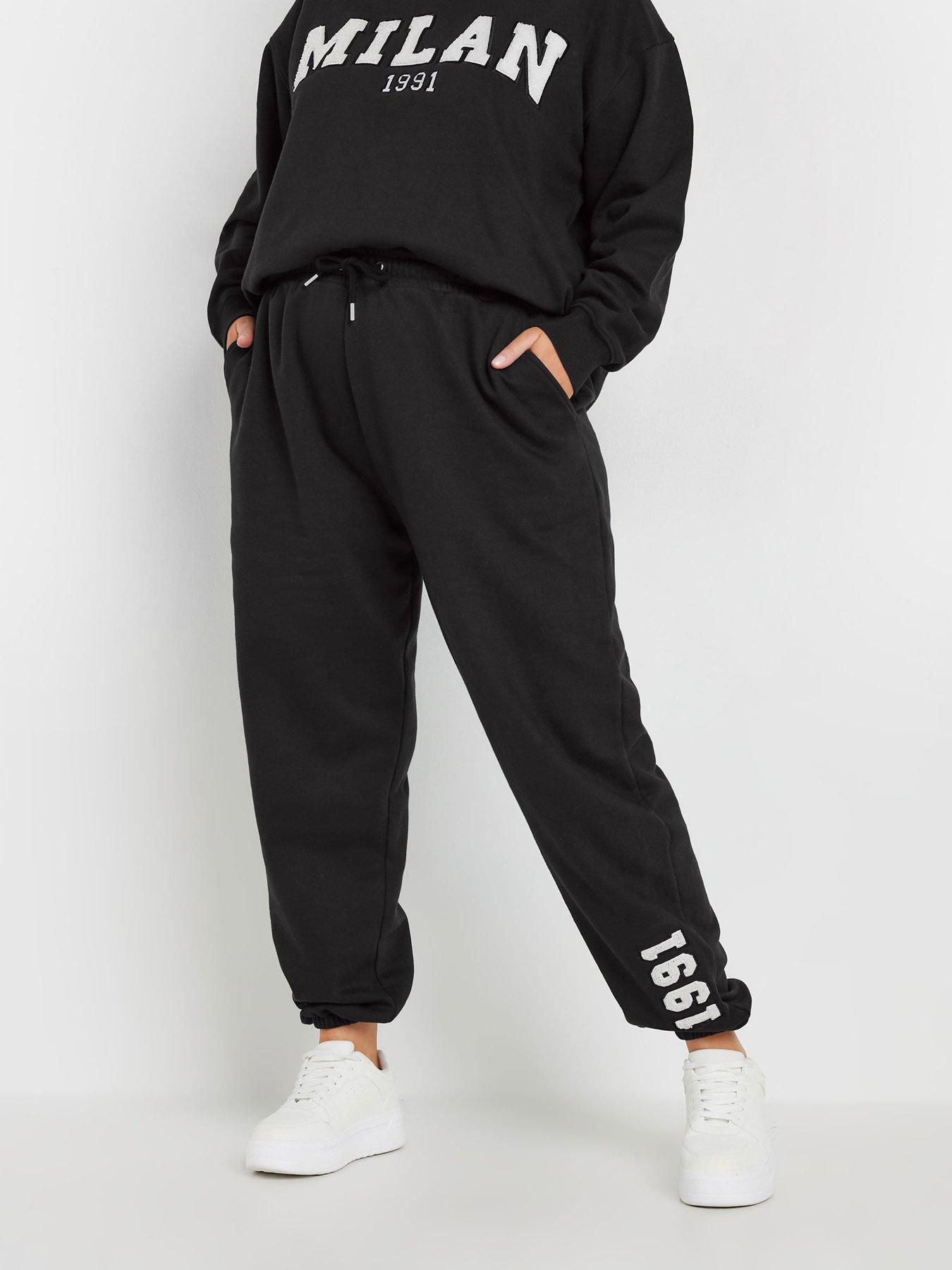 yours-curve-applique-milan-cuffed-jogger-black