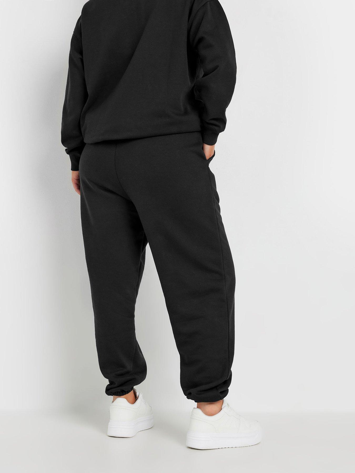 yours-curve-applique-milan-cuffed-joggers-blackstillFront