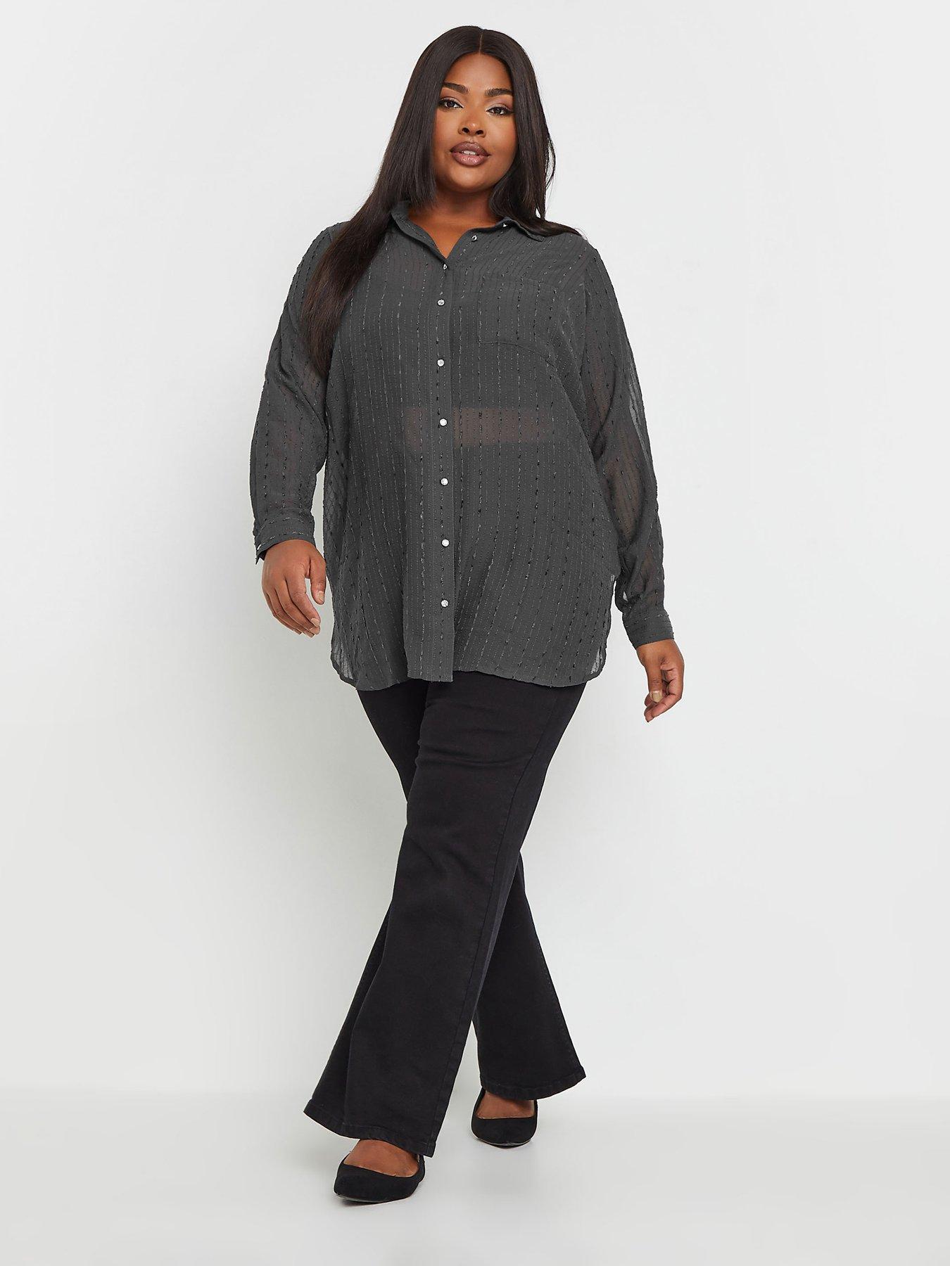 yours-curve-texture-sheer-shirt-greyback