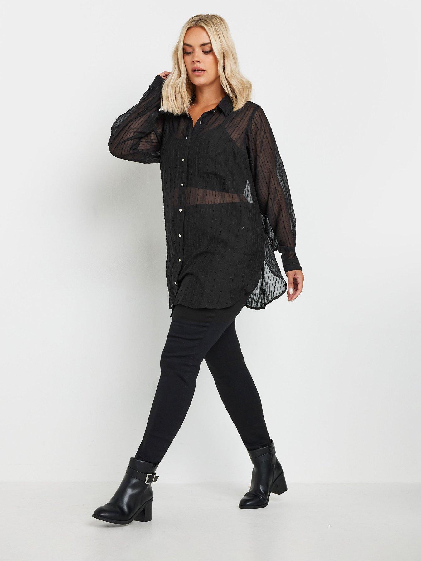 yours-curve-texture-sheer-shirt-blackback