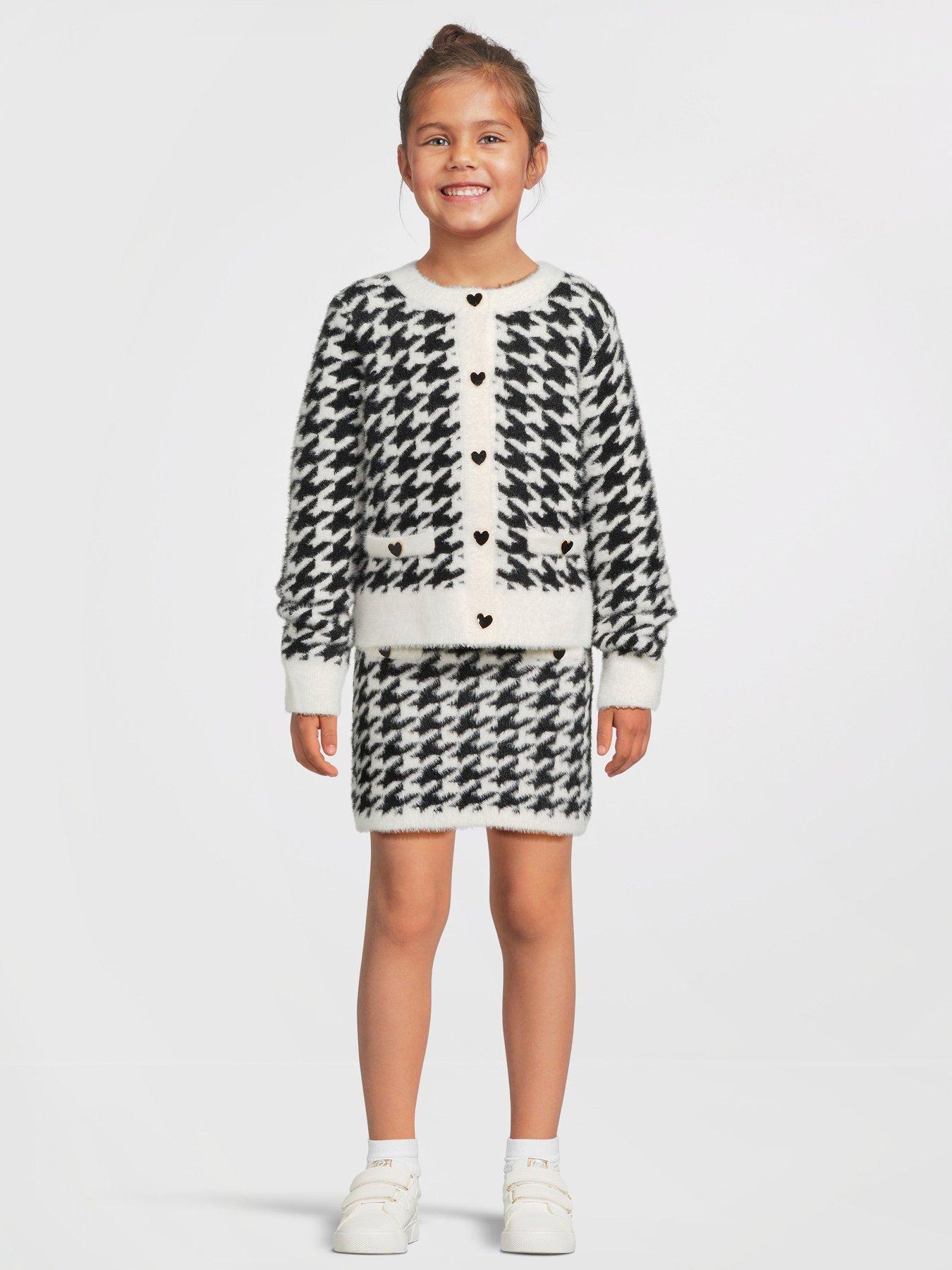 river-island-older-girl-fluffy-dogtooth-cardigan-party-set-blackfront