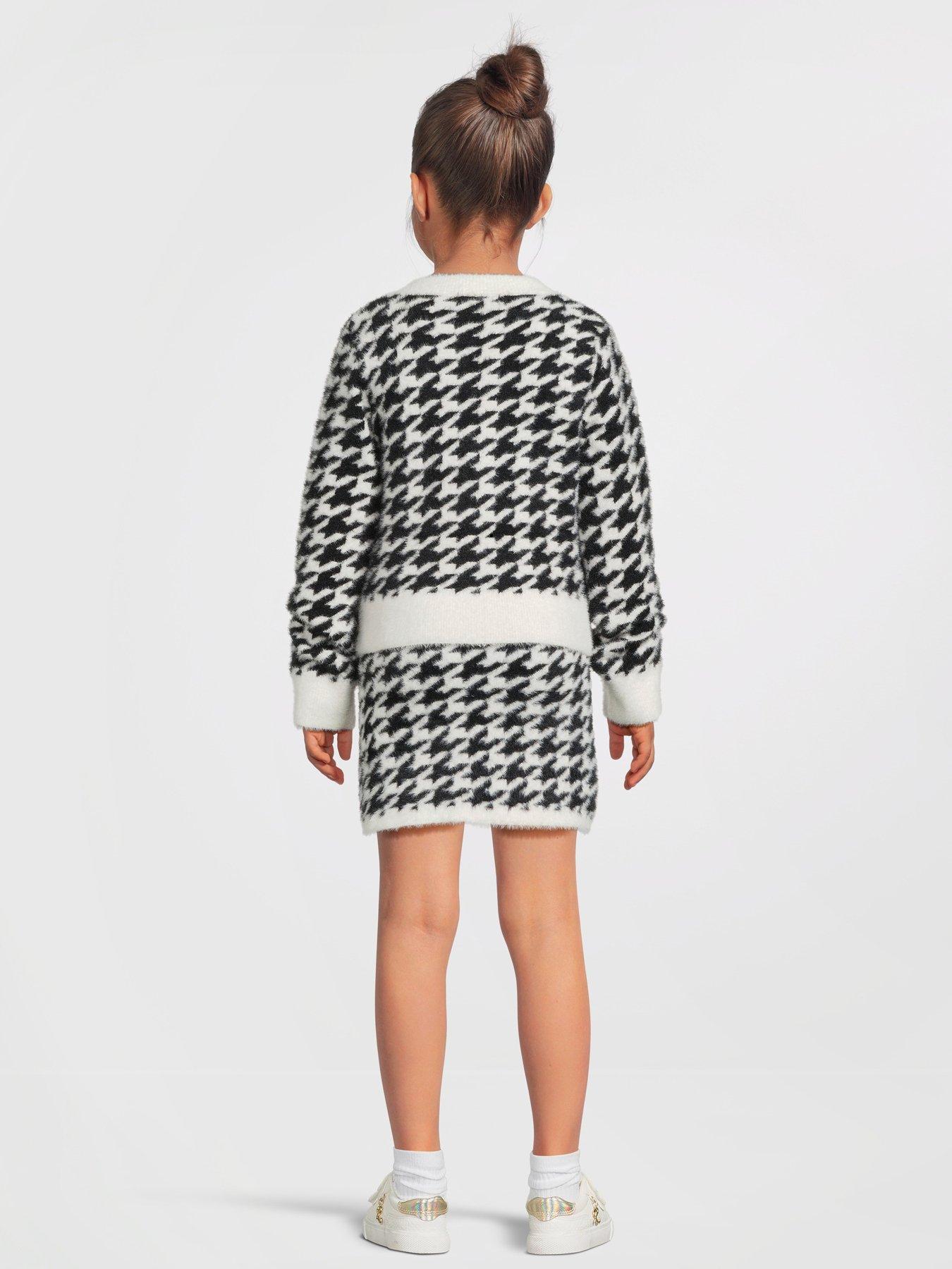 river-island-older-girl-fluffy-dogtooth-cardigan-party-set-blackstillFront