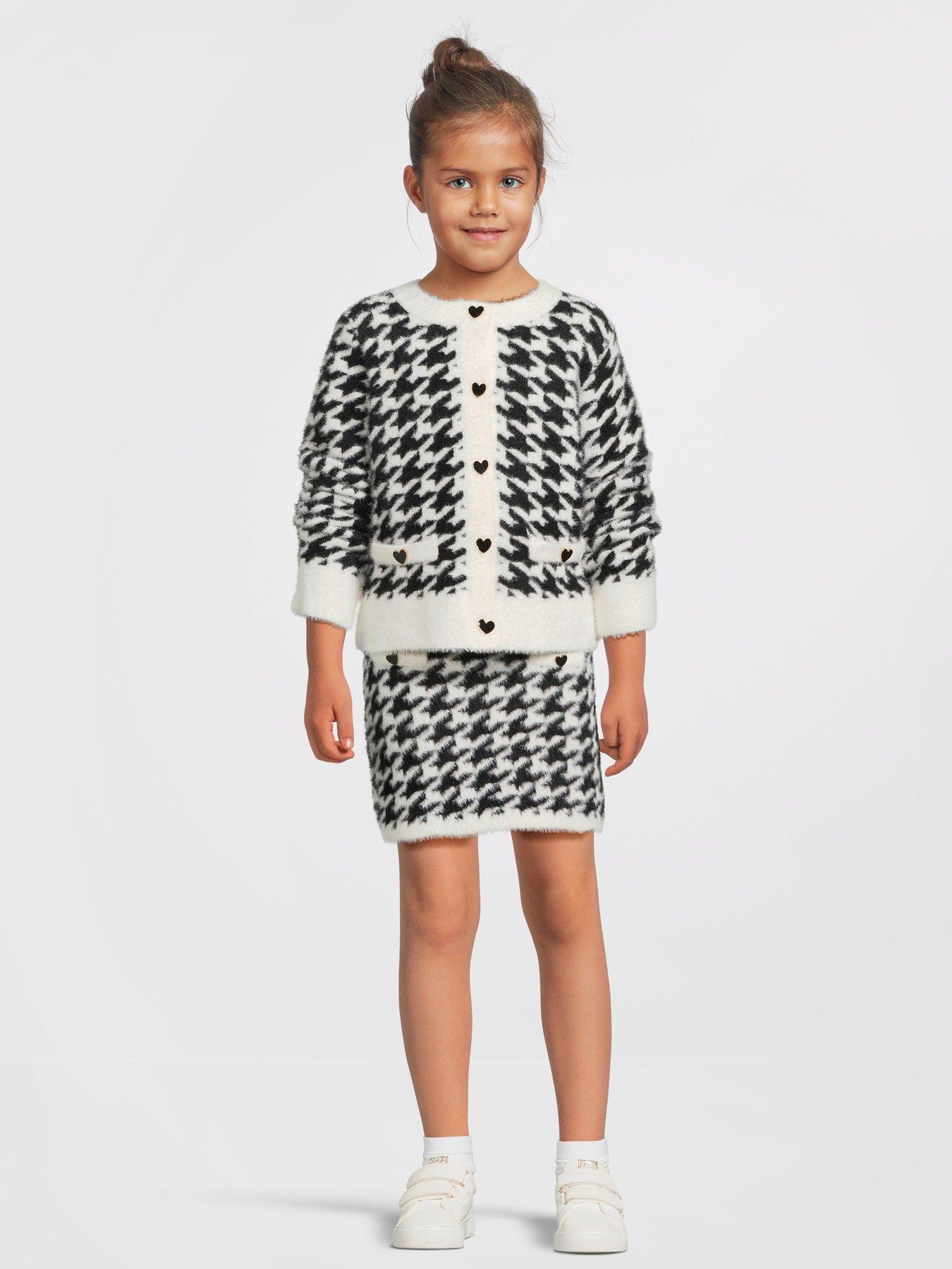 river-island-older-girl-fluffy-dogtooth-cardigan-party-set-blackback