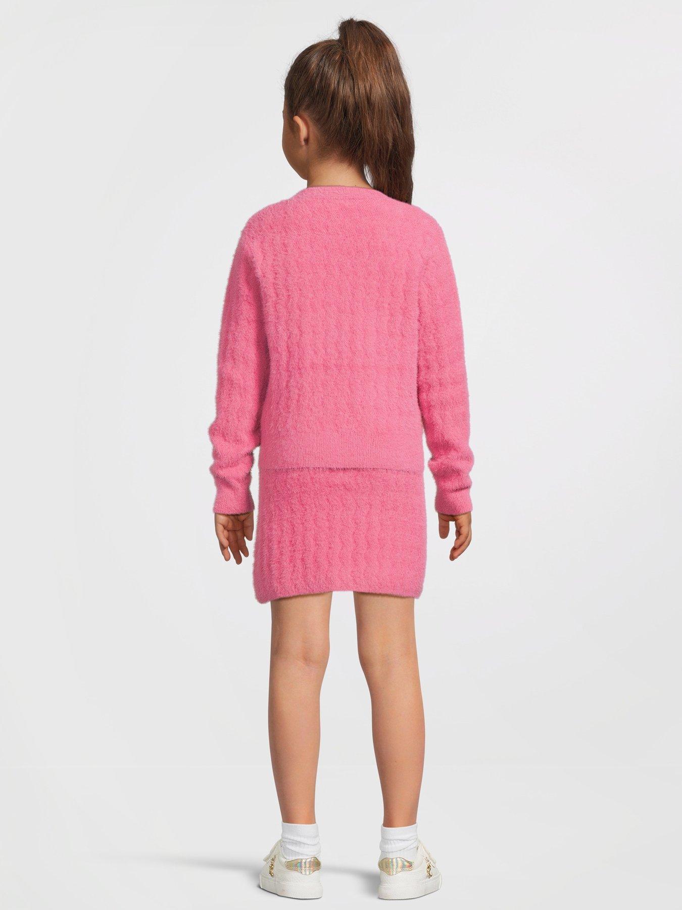 river-island-older-girl-fluffy-cardigan-and-skirt-set-pinkstillFront