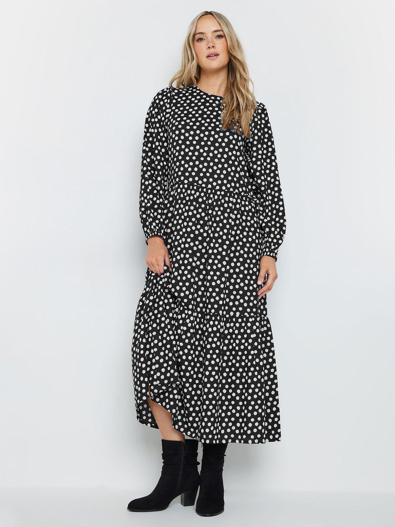 Long Tall Sally Spot Smock Dress - Black